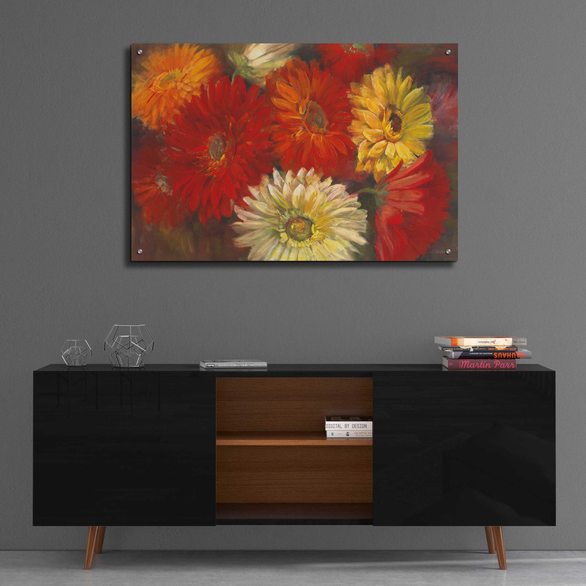 Epic Art 'Gerberas' by Carol Rowan, Acrylic Glass Wall Art,36x24