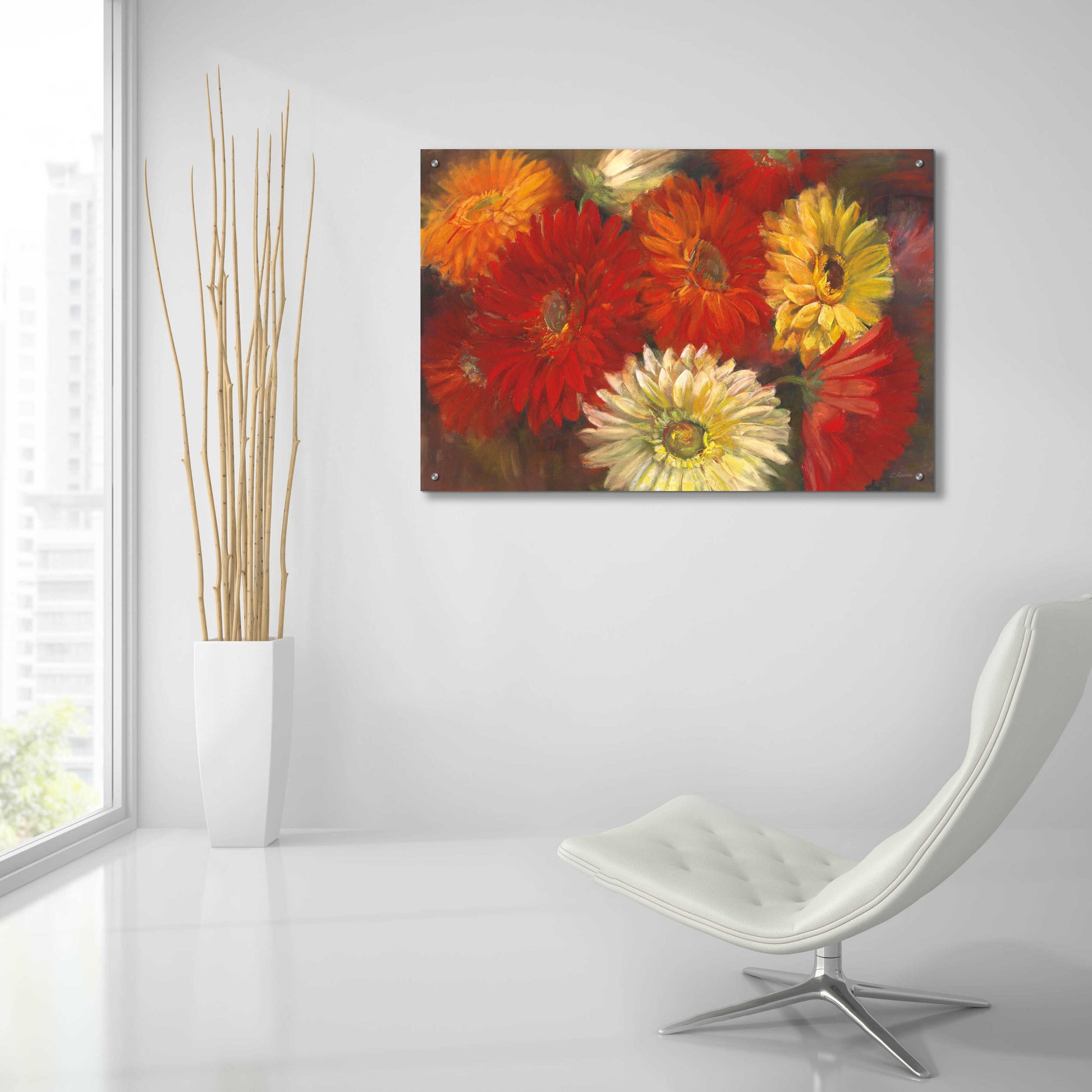 Epic Art 'Gerberas' by Carol Rowan, Acrylic Glass Wall Art,36x24