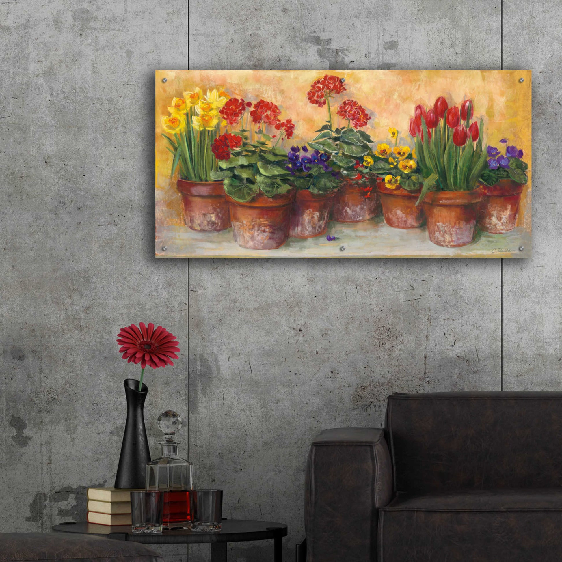 Epic Art 'Spring In The Greenhouse' by Carol Rowan, Acrylic Glass Wall Art,48x24