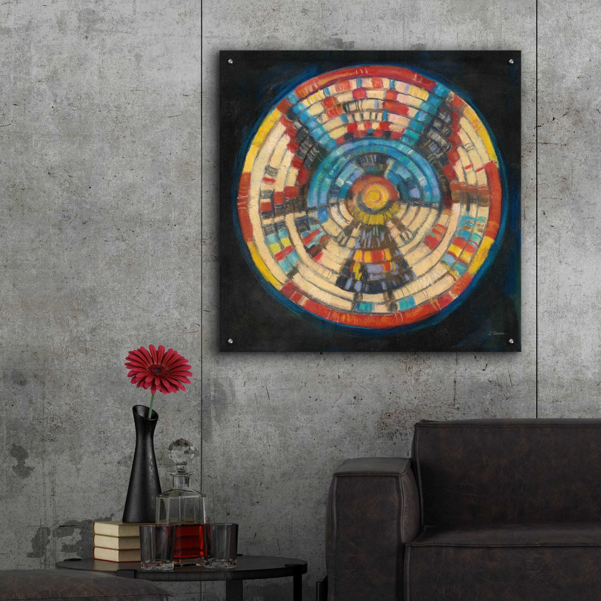 Epic Art 'Kachina Basket' by Carol Rowan, Acrylic Glass Wall Art,36x36