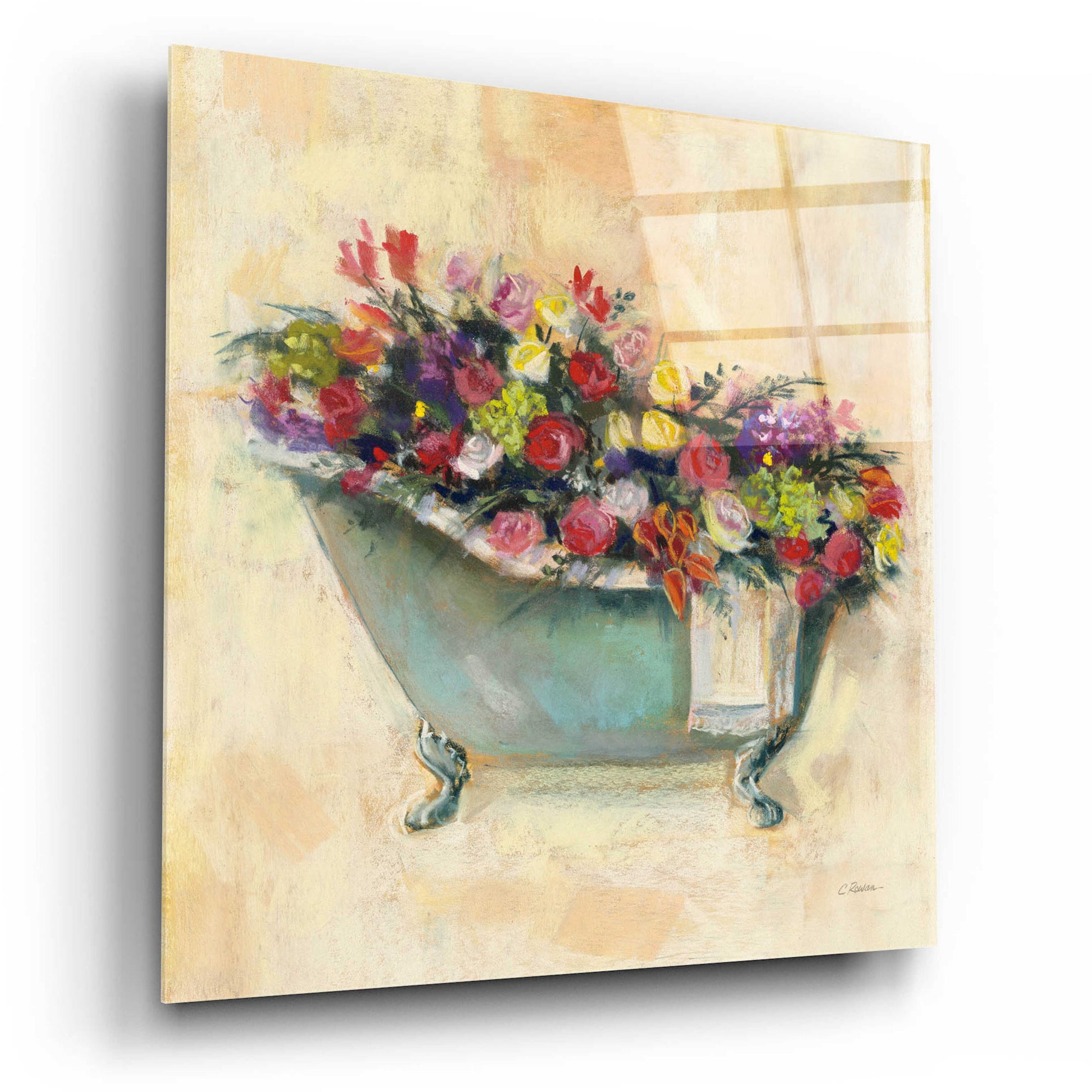 Epic Art 'Bathtub Bouquet I' by Carol Rowan, Acrylic Glass Wall Art,12x12