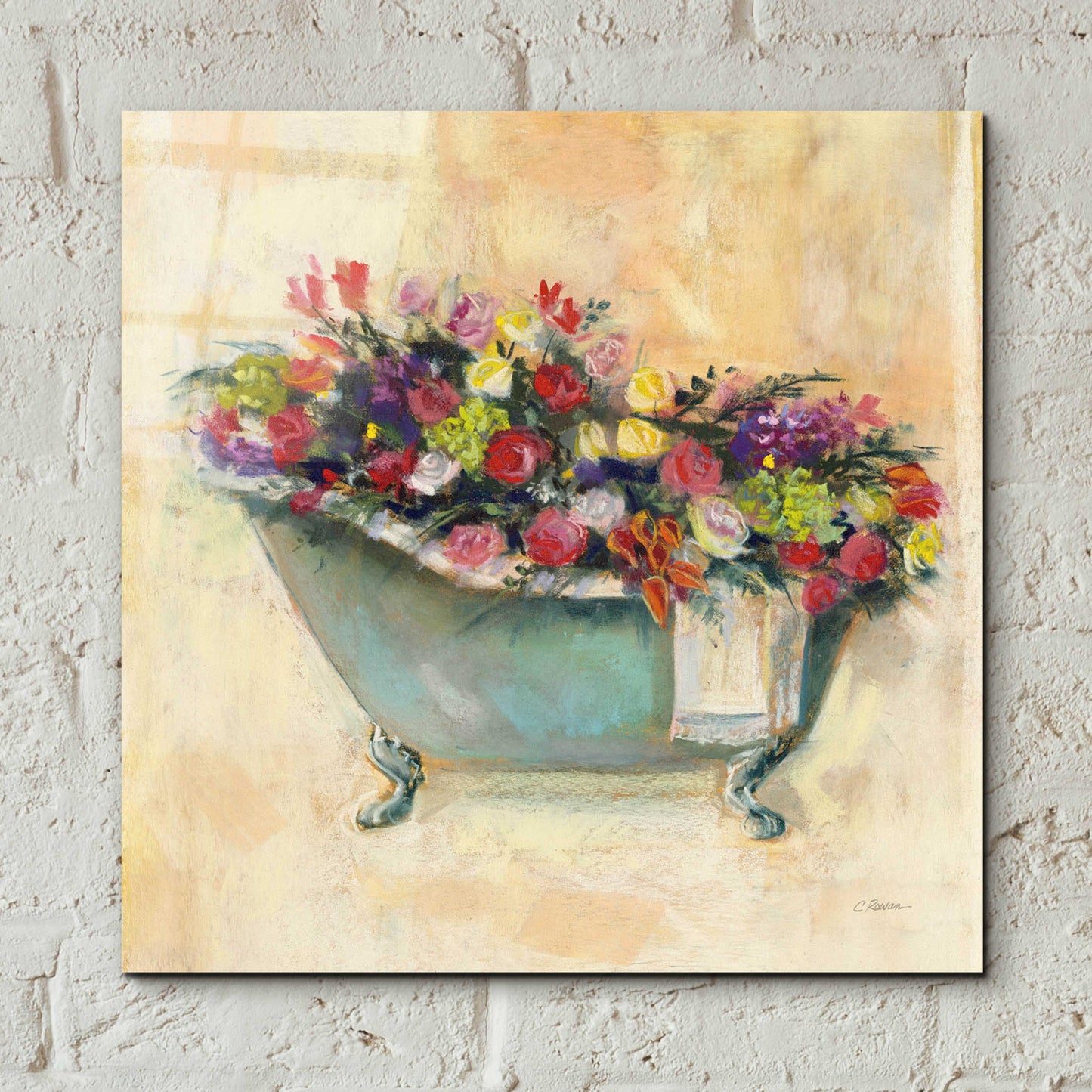 Epic Art 'Bathtub Bouquet I' by Carol Rowan, Acrylic Glass Wall Art,12x12