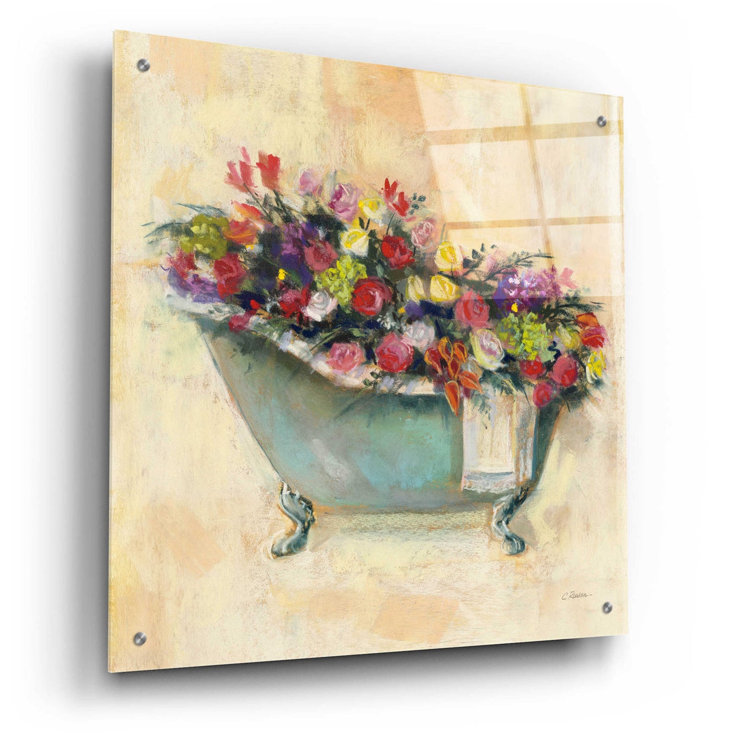 Epic Art 'Bathtub Bouquet I' by Carol Rowan, Acrylic Glass Wall Art,24x24