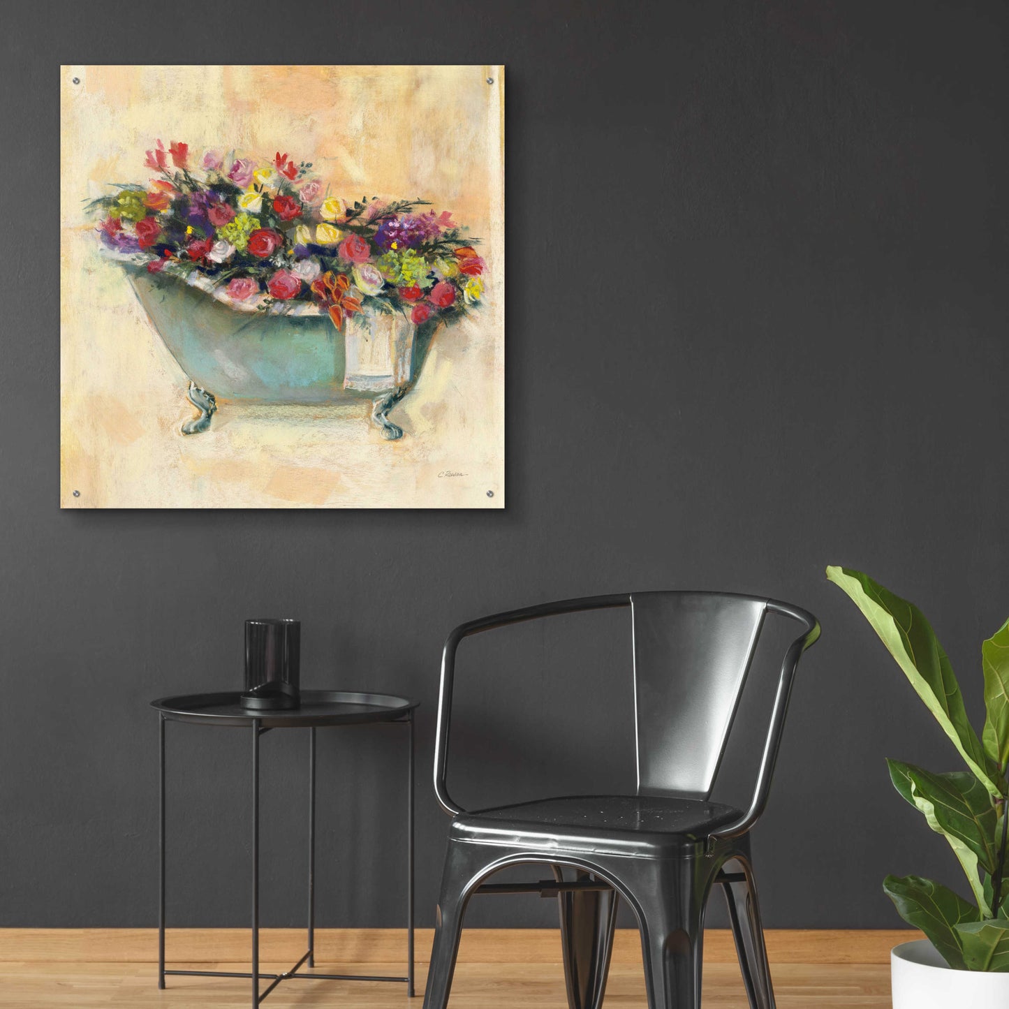 Epic Art 'Bathtub Bouquet I' by Carol Rowan, Acrylic Glass Wall Art,36x36