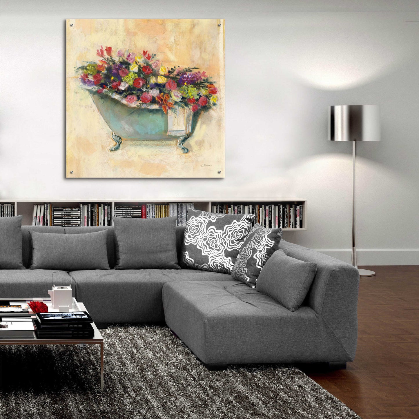 Epic Art 'Bathtub Bouquet I' by Carol Rowan, Acrylic Glass Wall Art,36x36