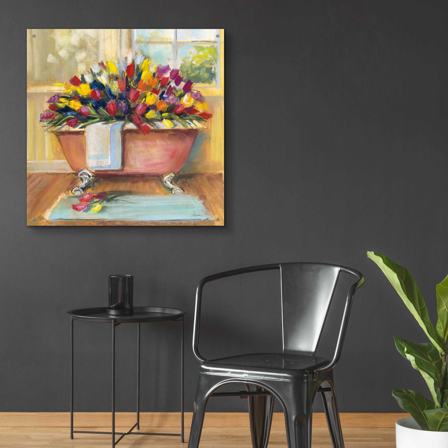 Epic Art 'Bathtub Bouquet II' by Carol Rowan, Acrylic Glass Wall Art,36x36