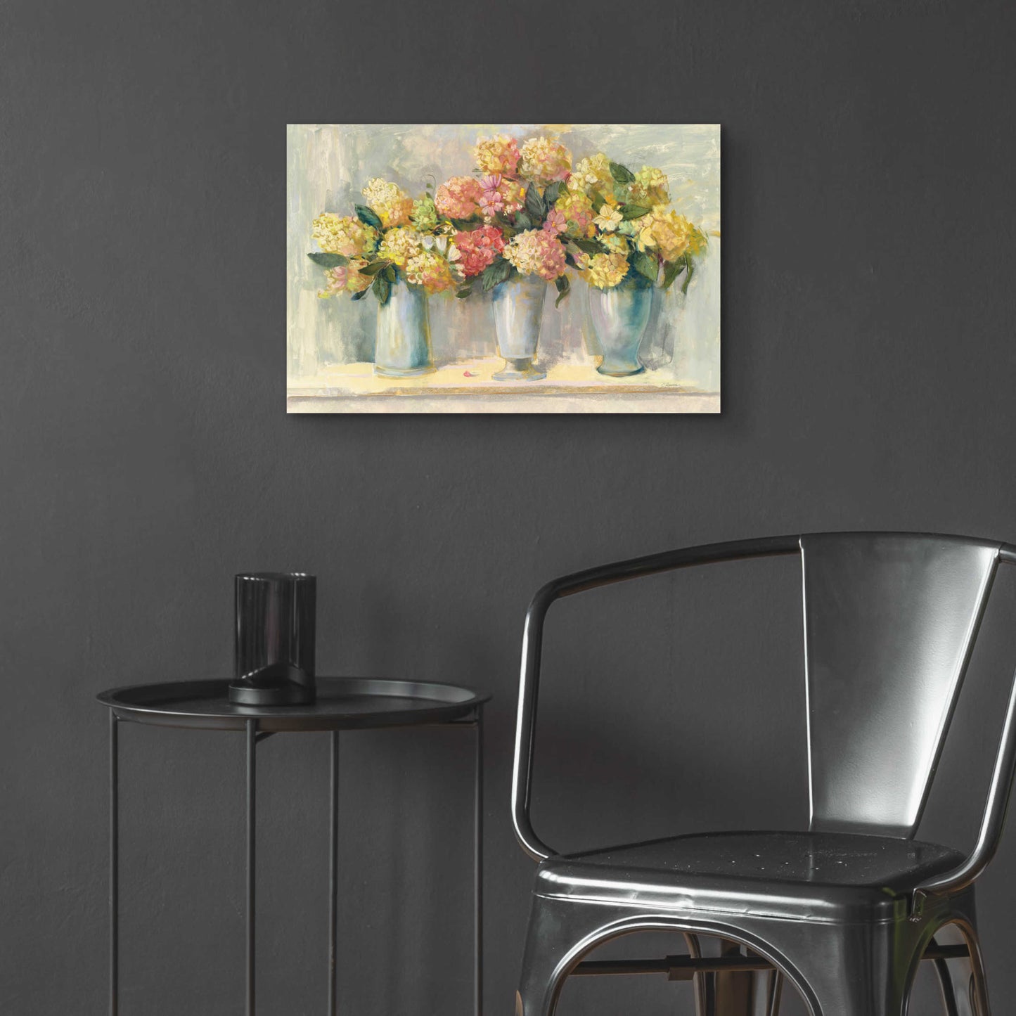 Epic Art 'IVory And Blush Hydrangea Bouquets' by Carol Rowan, Acrylic Glass Wall Art,24x16