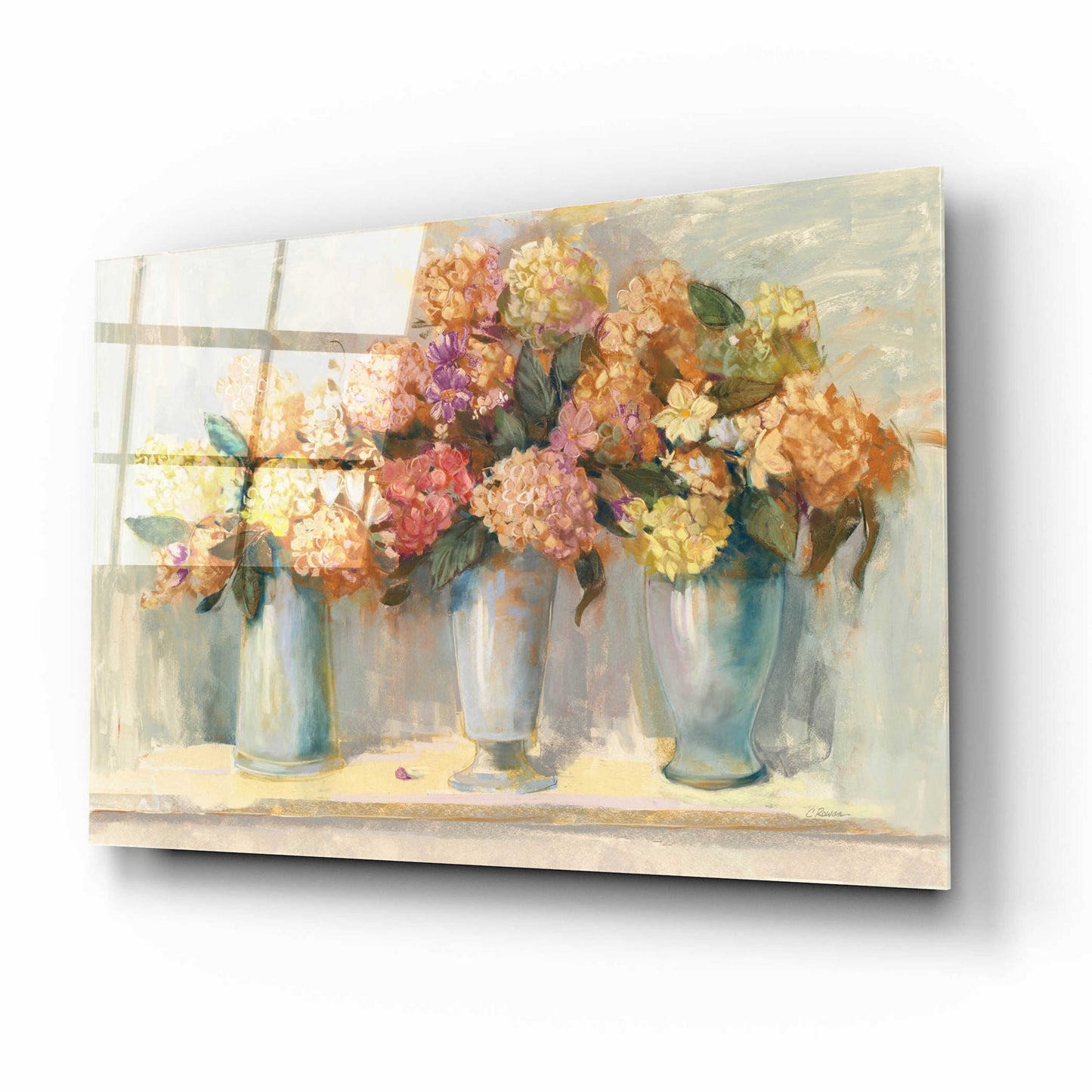 Epic Art 'Fall Hydrangea Bouquets' by Carol Rowan, Acrylic Glass Wall Art,16x12