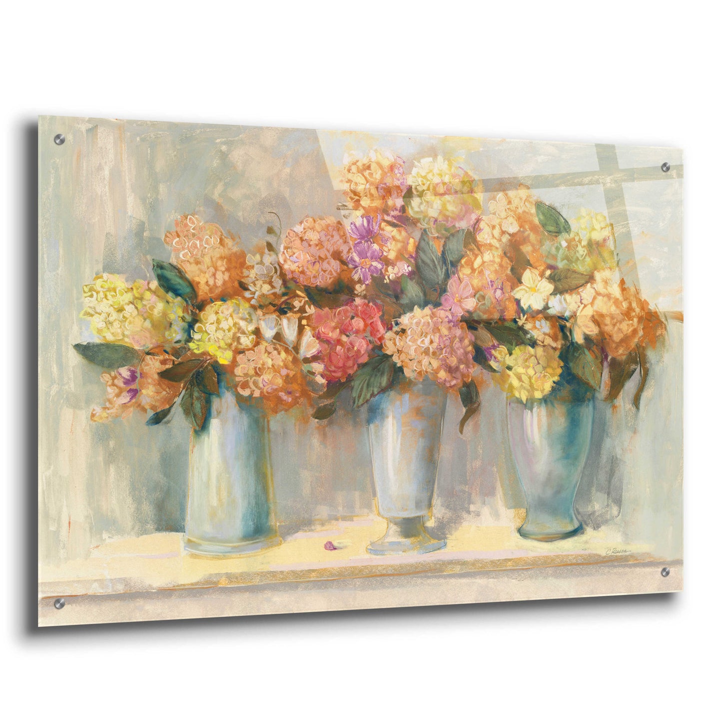 Epic Art 'Fall Hydrangea Bouquets' by Carol Rowan, Acrylic Glass Wall Art,36x24