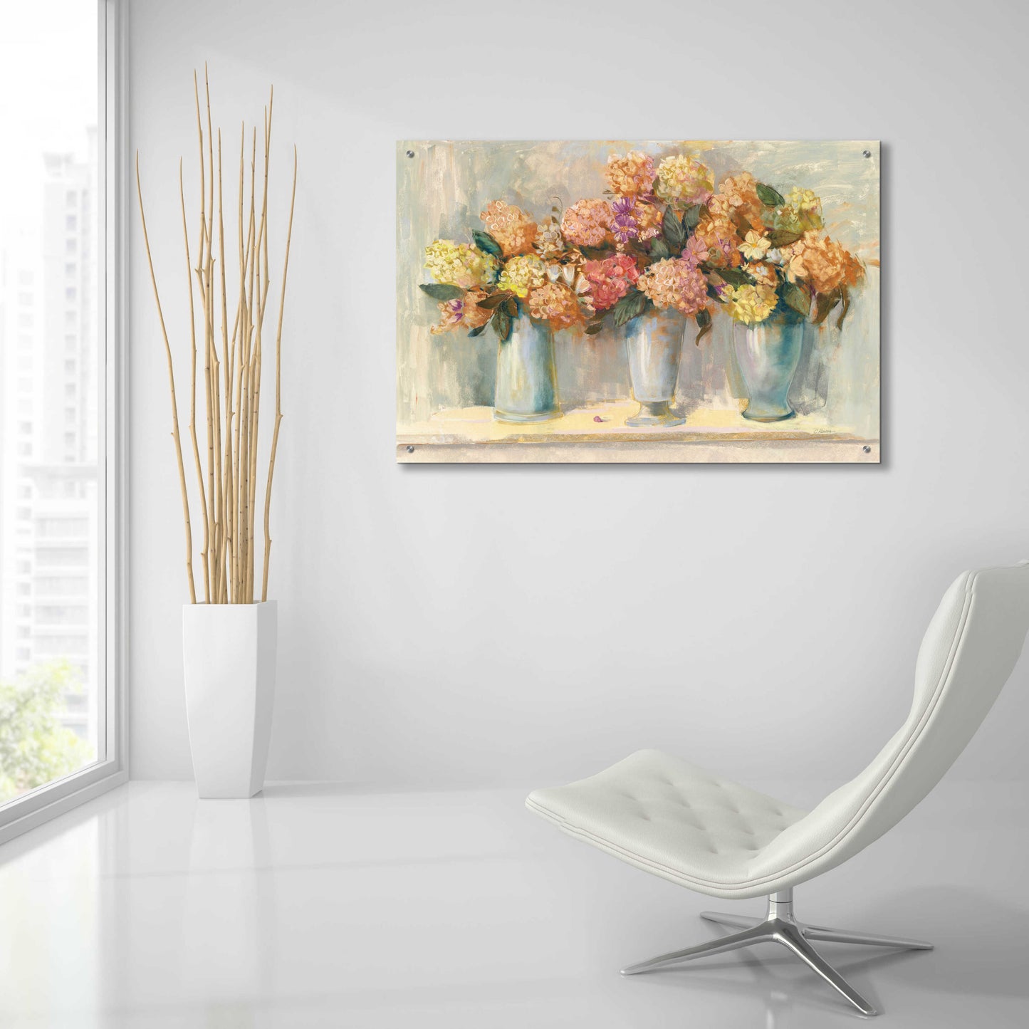 Epic Art 'Fall Hydrangea Bouquets' by Carol Rowan, Acrylic Glass Wall Art,36x24