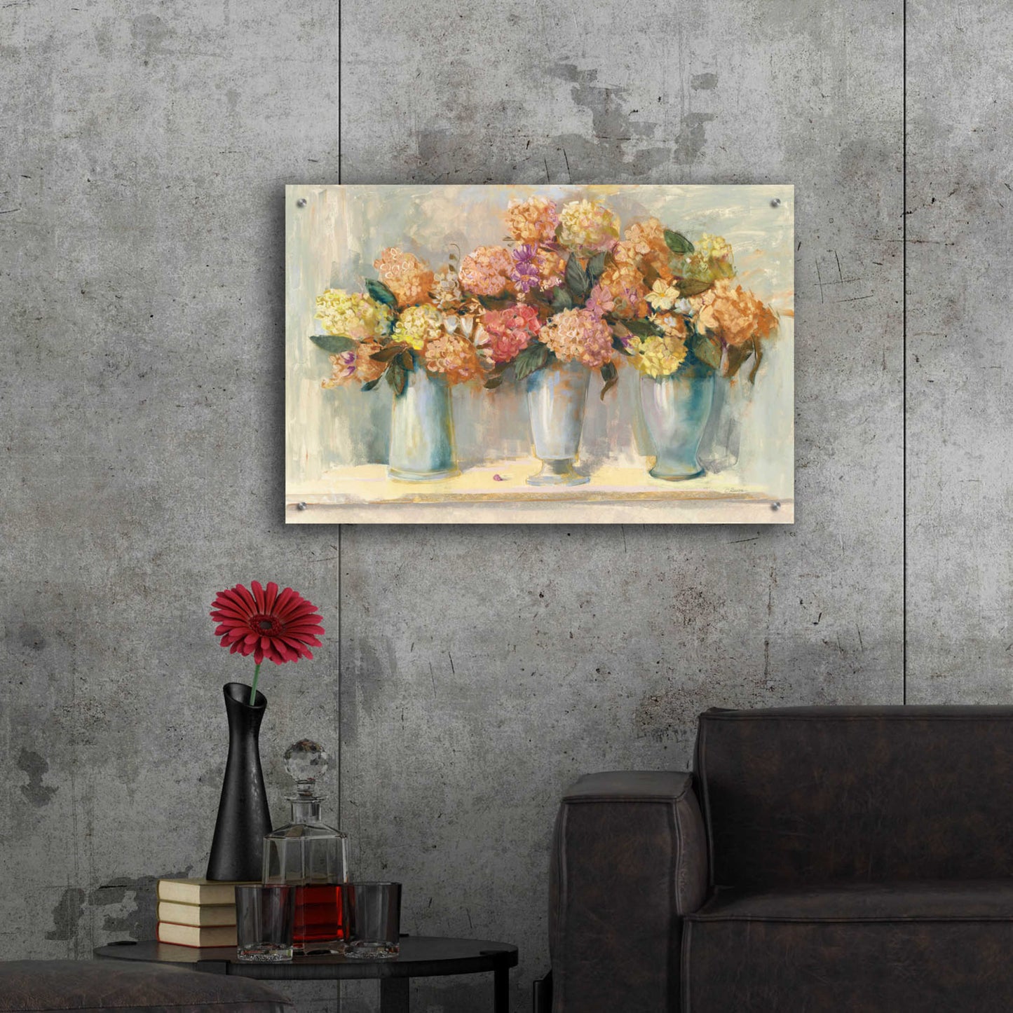 Epic Art 'Fall Hydrangea Bouquets' by Carol Rowan, Acrylic Glass Wall Art,36x24