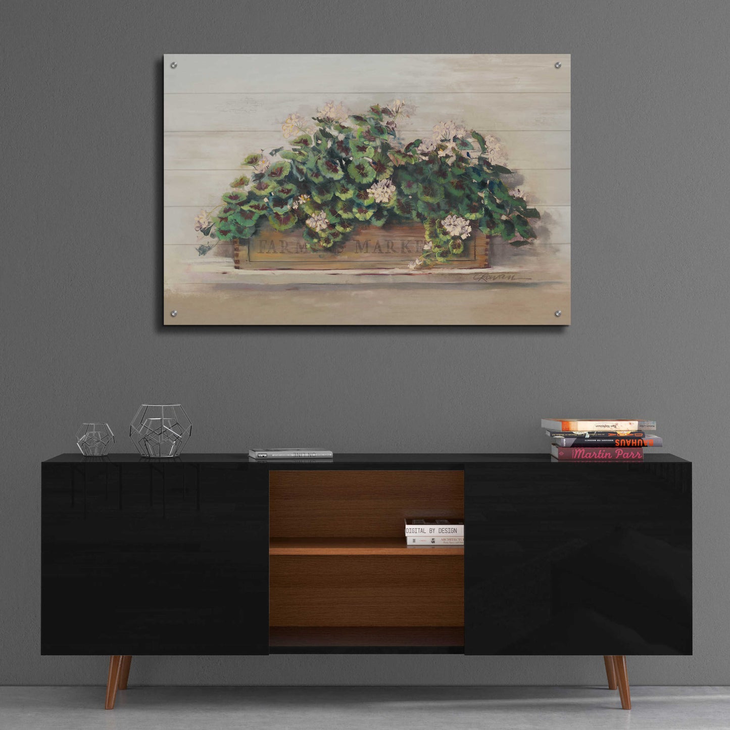 Epic Art 'Market Geraniums Farmers Market Crop' by Carol Rowan, Acrylic Glass Wall Art,36x24