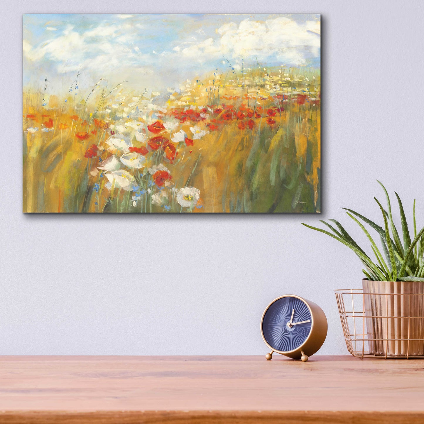 Epic Art 'Poppies And Larkspur' by Carol Rowan, Acrylic Glass Wall Art,16x12