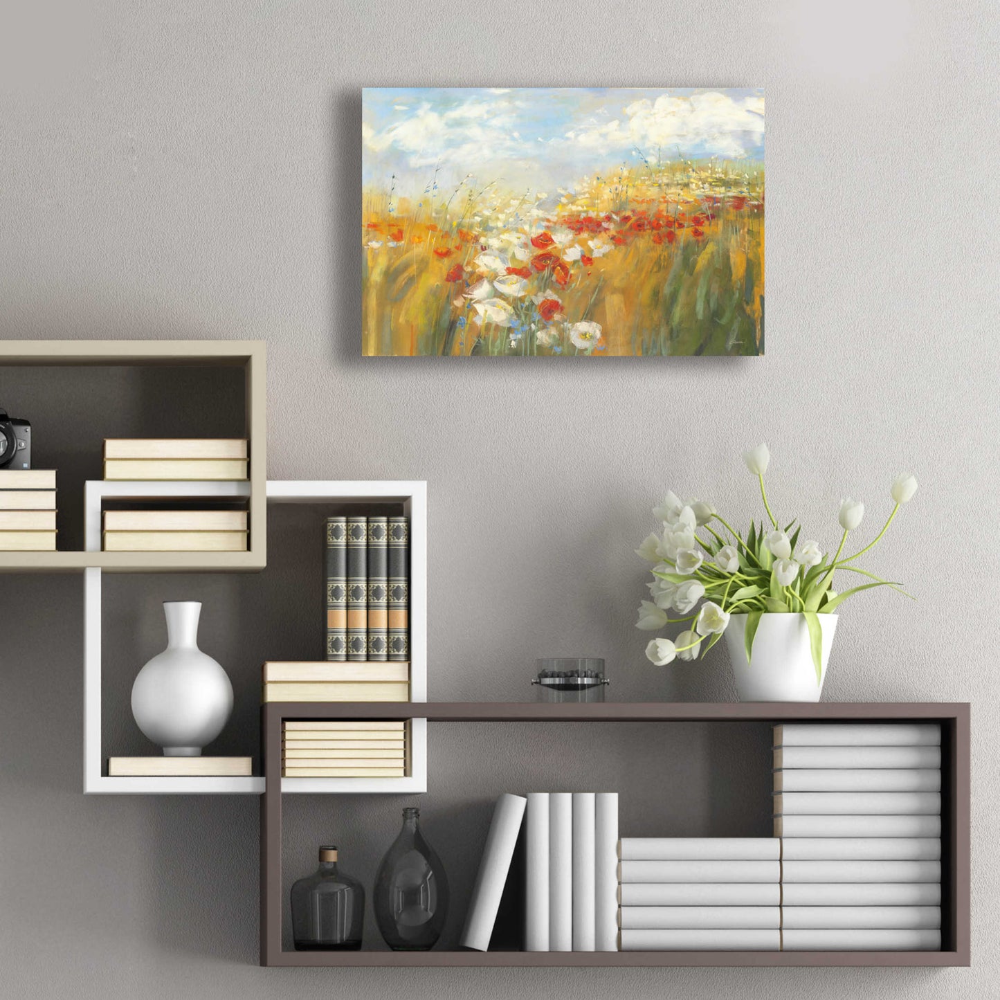 Epic Art 'Poppies And Larkspur' by Carol Rowan, Acrylic Glass Wall Art,24x16