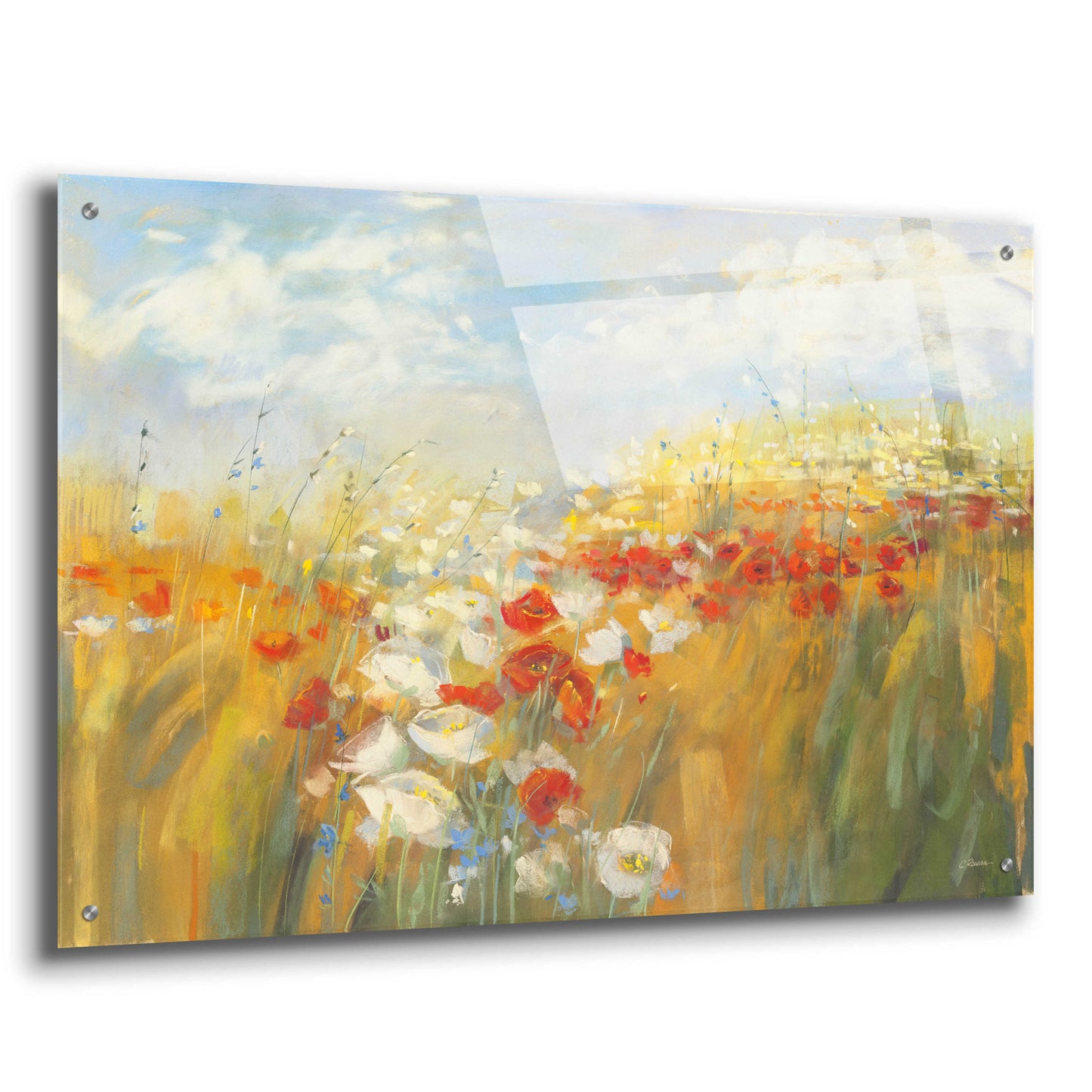 Epic Art 'Poppies And Larkspur' by Carol Rowan, Acrylic Glass Wall Art,36x24