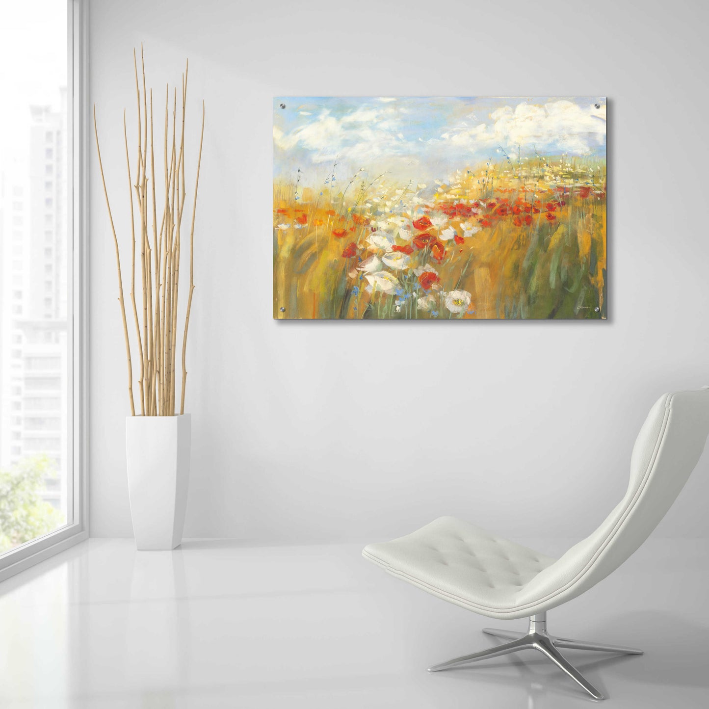 Epic Art 'Poppies And Larkspur' by Carol Rowan, Acrylic Glass Wall Art,36x24