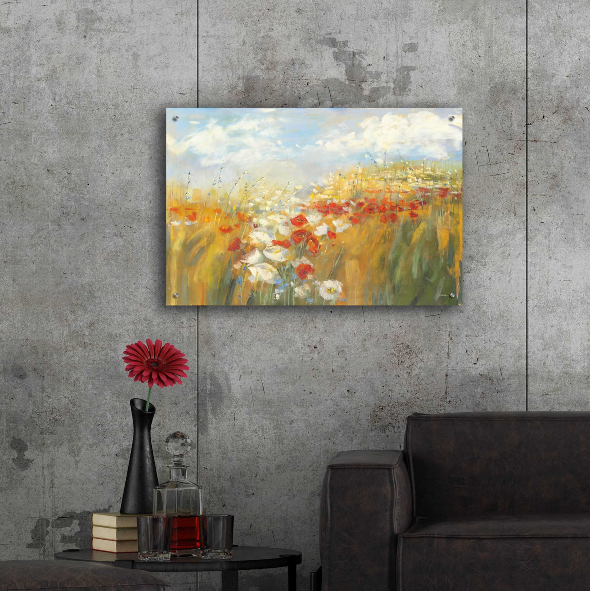 Epic Art 'Poppies And Larkspur' by Carol Rowan, Acrylic Glass Wall Art,36x24