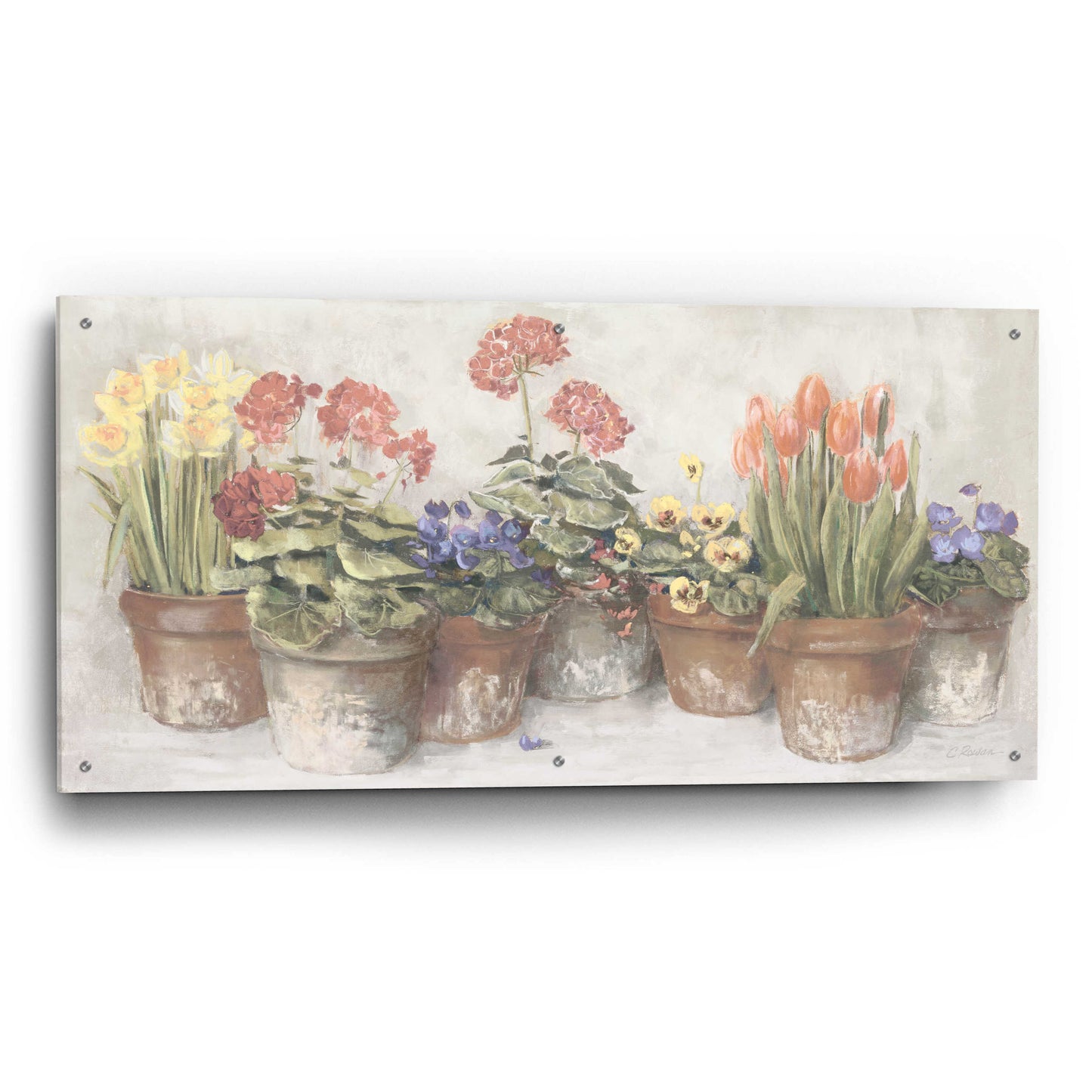 Epic Art 'Spring In The Greenhouse Neutral' by Carol Rowan, Acrylic Glass Wall Art,48x24