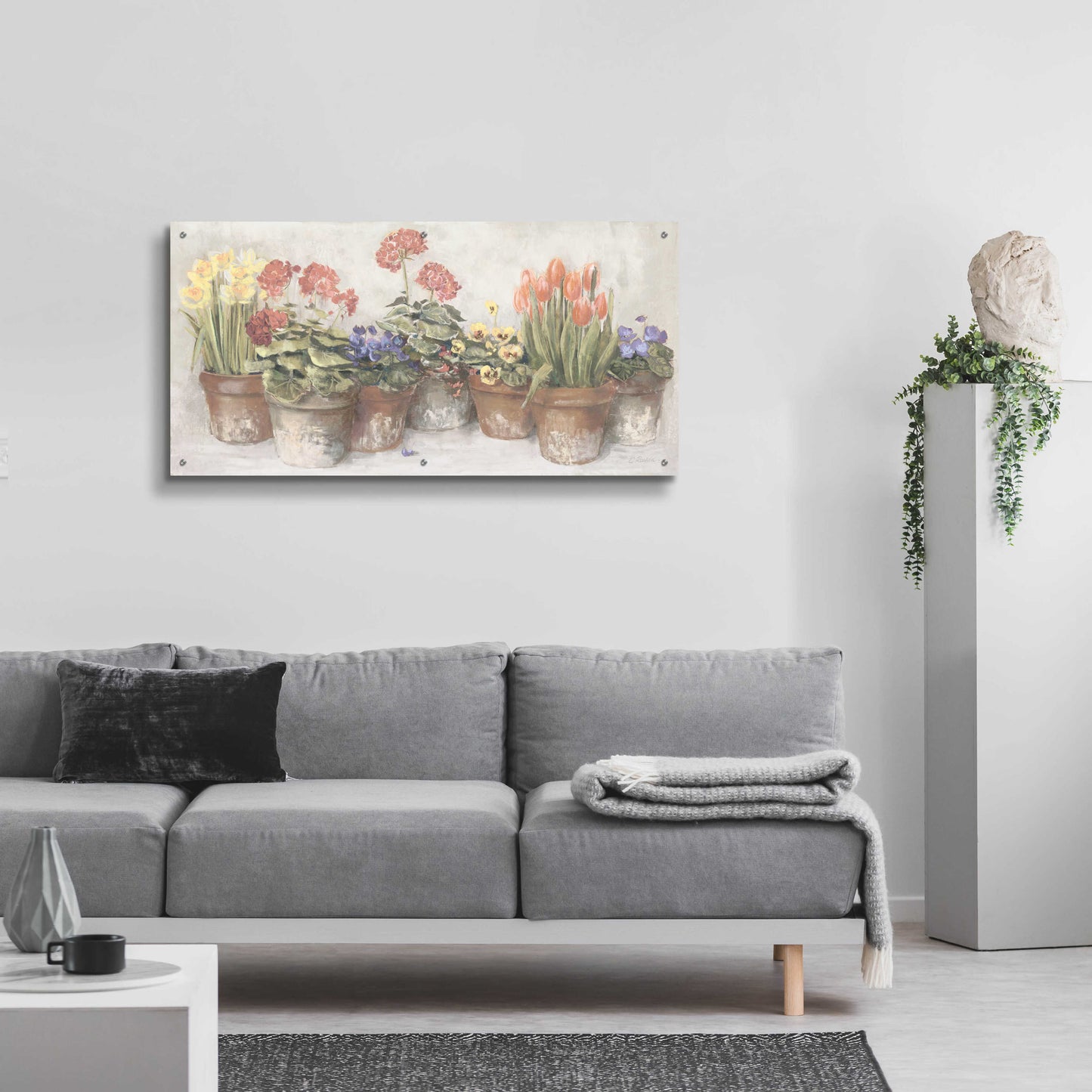 Epic Art 'Spring In The Greenhouse Neutral' by Carol Rowan, Acrylic Glass Wall Art,48x24