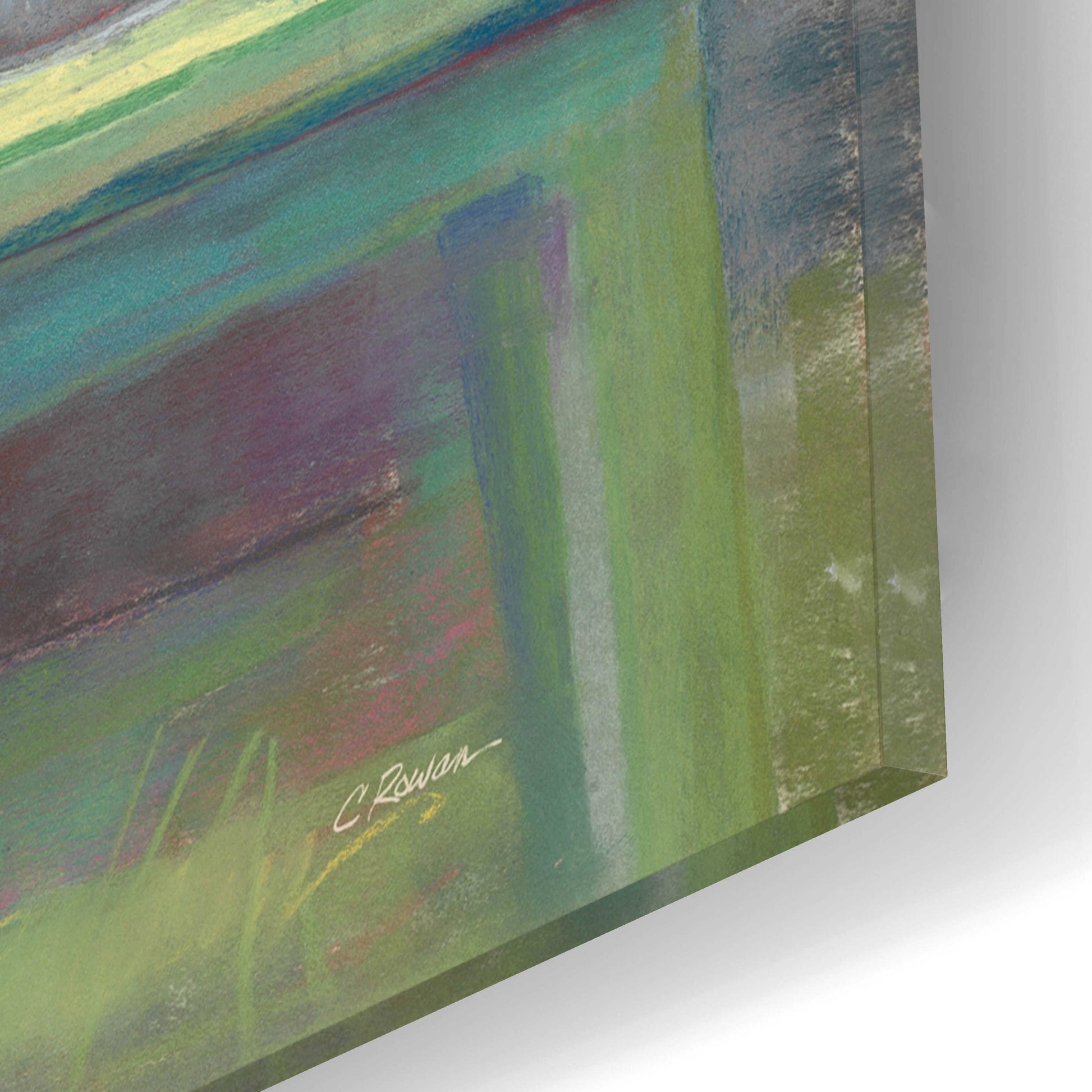 Epic Art 'Green Bench' by Carol Rowan, Acrylic Glass Wall Art,16x12