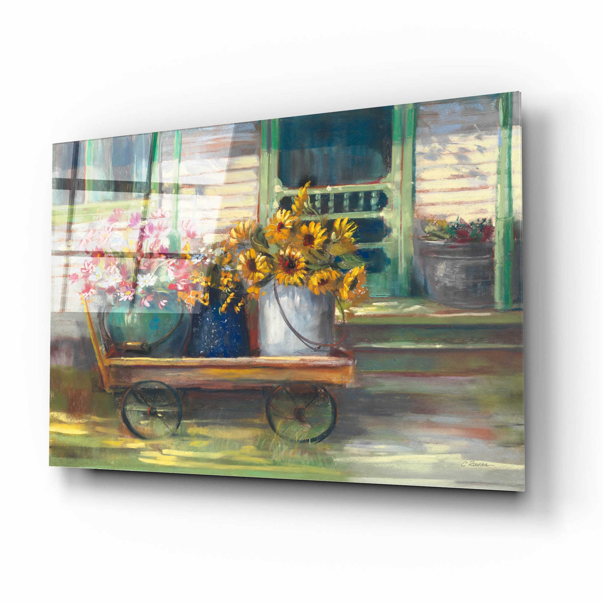 Epic Art 'Garden Wagon' by Carol Rowan, Acrylic Glass Wall Art,16x12