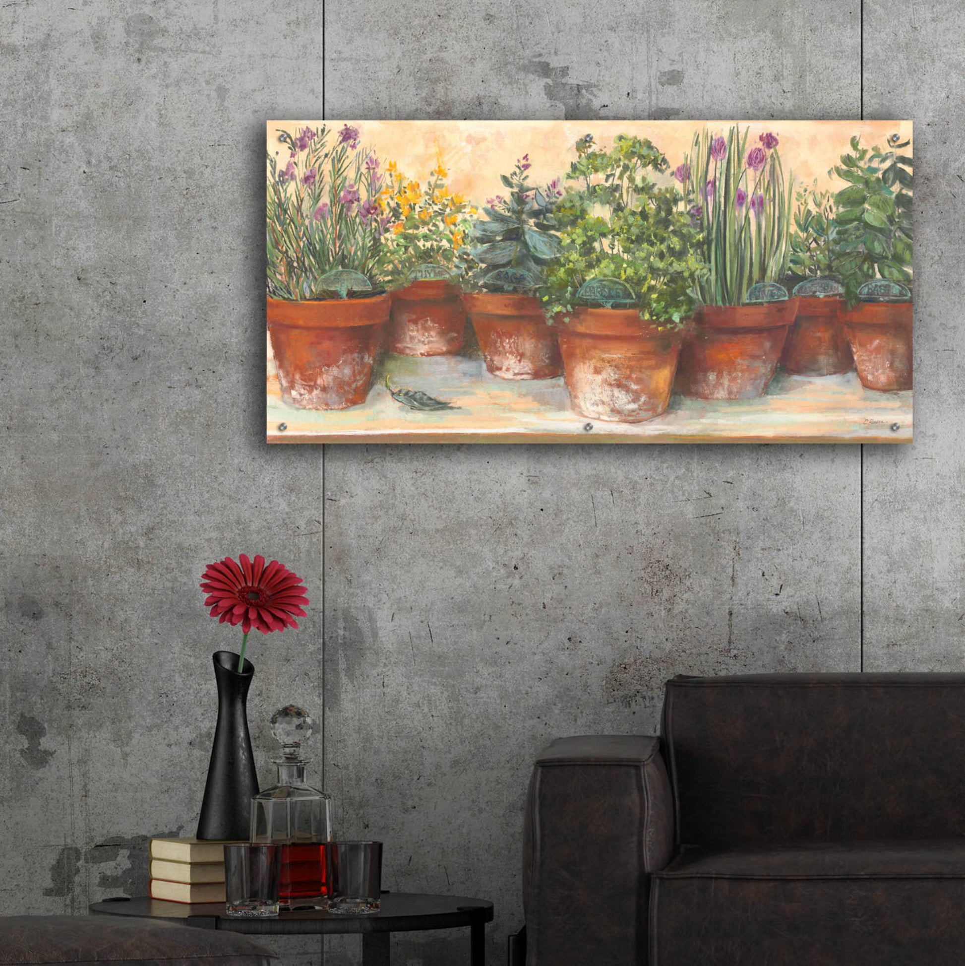 Epic Art 'Country Herbs' by Carol Rowan, Acrylic Glass Wall Art,48x24