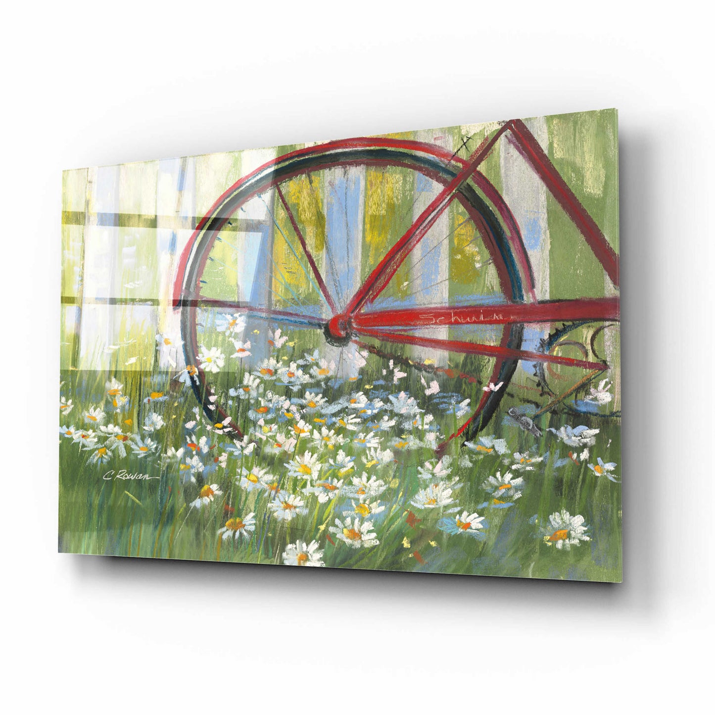 Epic Art 'Bicycle By The Fence Crop' by Carol Rowan, Acrylic Glass Wall Art,16x12