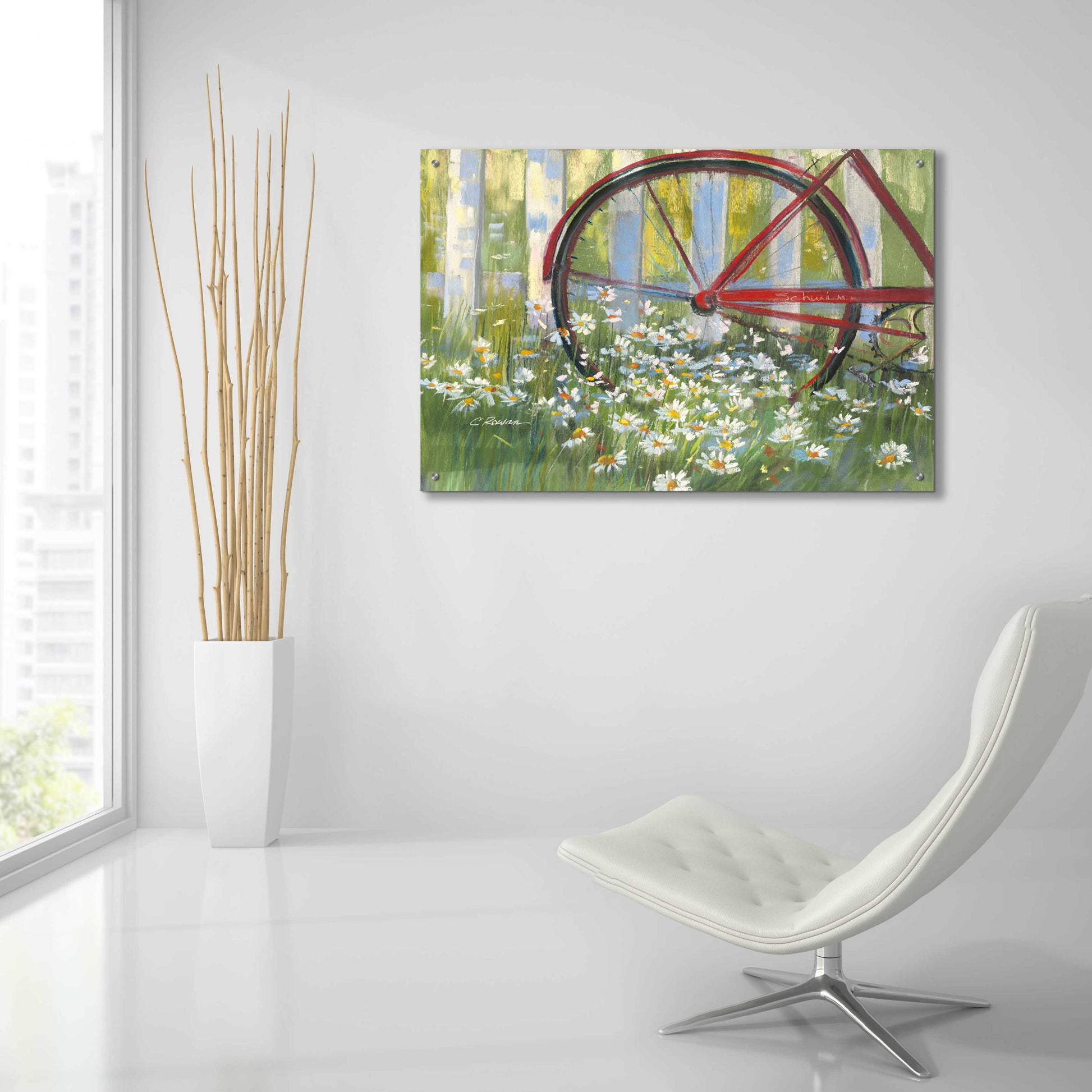 Epic Art 'Bicycle By The Fence Crop' by Carol Rowan, Acrylic Glass Wall Art,36x24