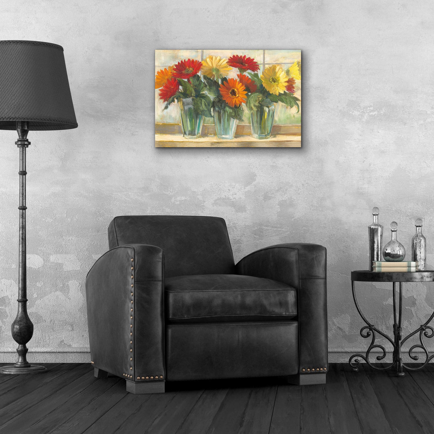 Epic Art 'Gerberas In Glass Vases' by Carol Rowan, Acrylic Glass Wall Art,24x16