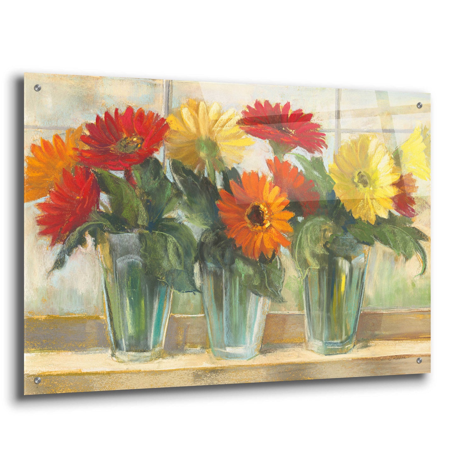 Epic Art 'Gerberas In Glass Vases' by Carol Rowan, Acrylic Glass Wall Art,36x24