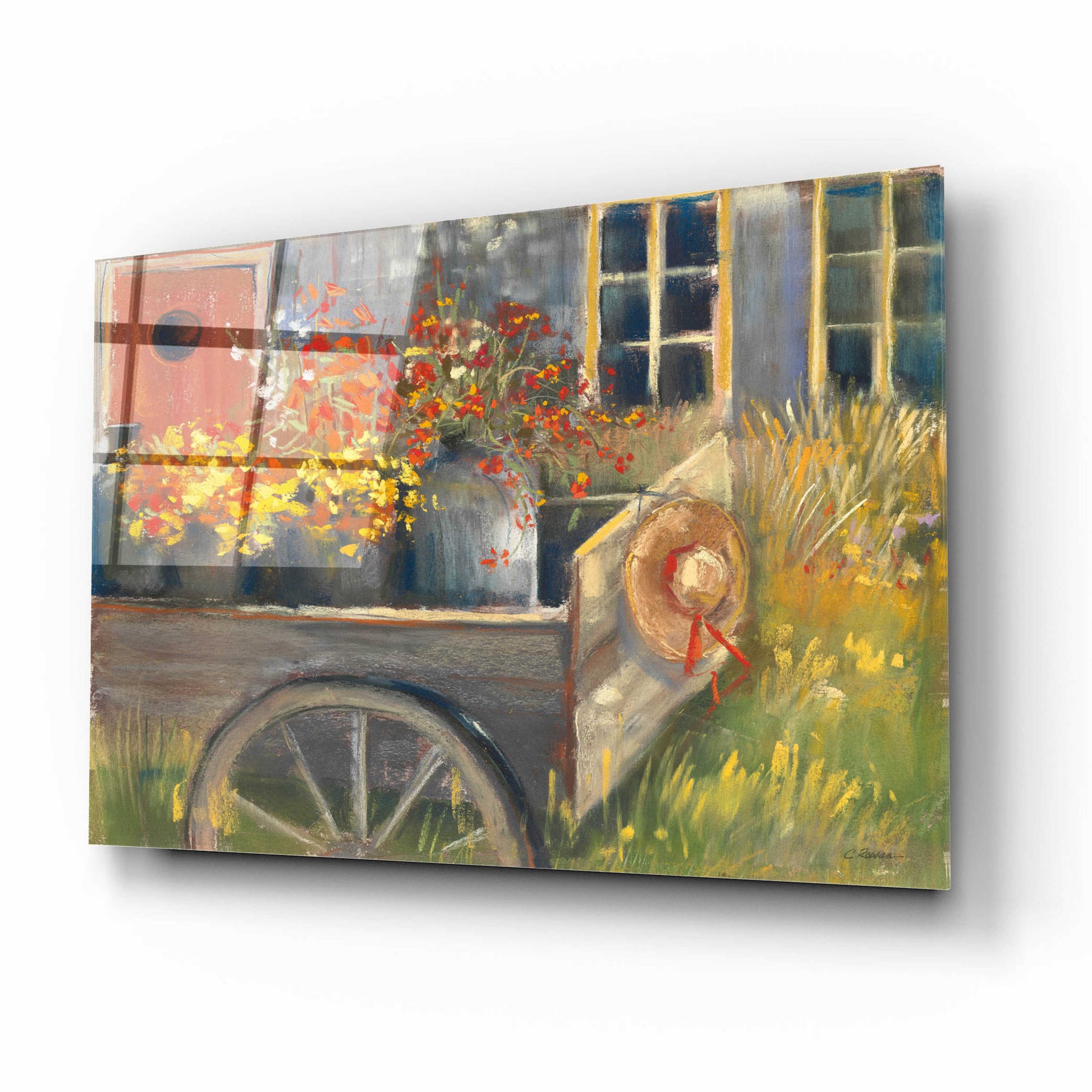 Epic Art 'Garden Wagon 2' by Carol Rowan, Acrylic Glass Wall Art,16x12