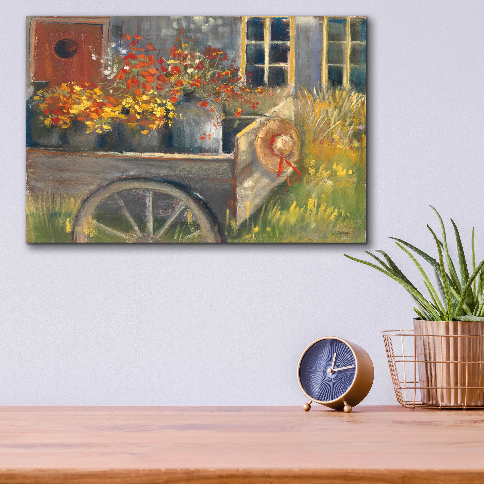 Epic Art 'Garden Wagon 2' by Carol Rowan, Acrylic Glass Wall Art,16x12