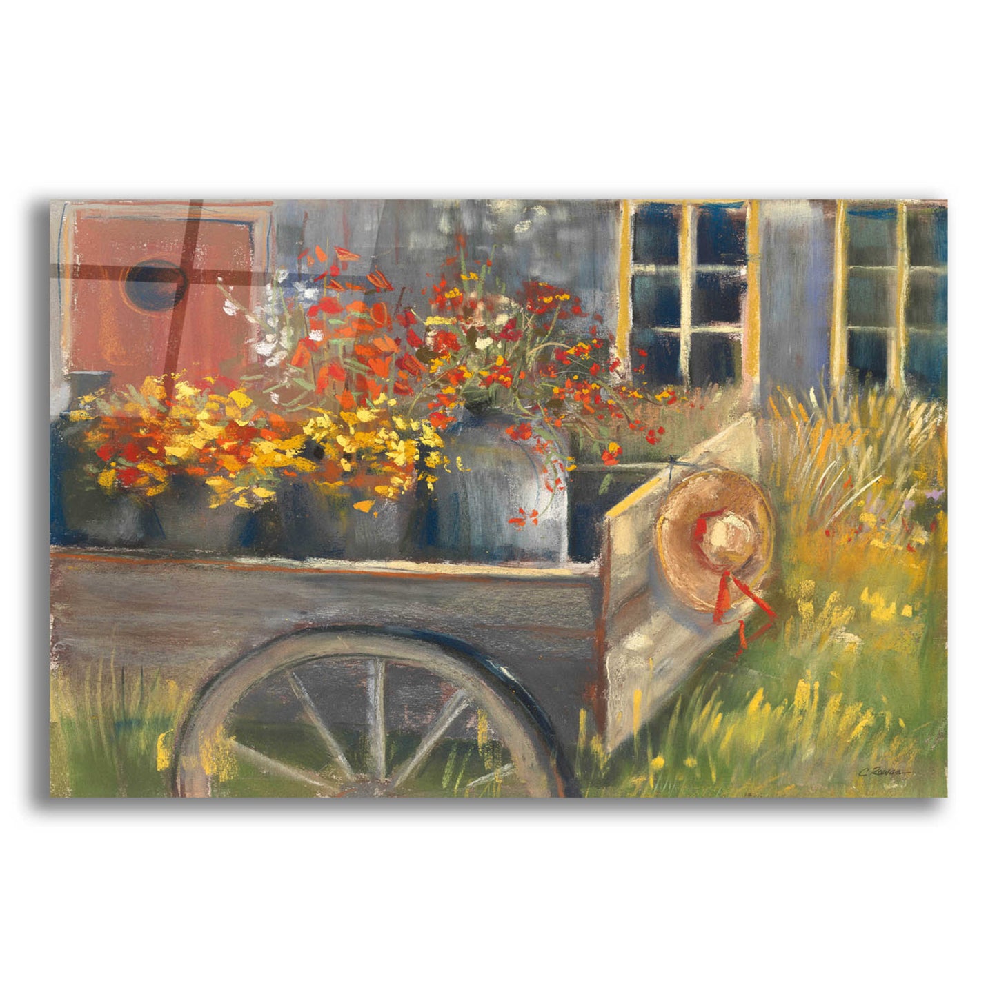 Epic Art 'Garden Wagon 2' by Carol Rowan, Acrylic Glass Wall Art,24x16