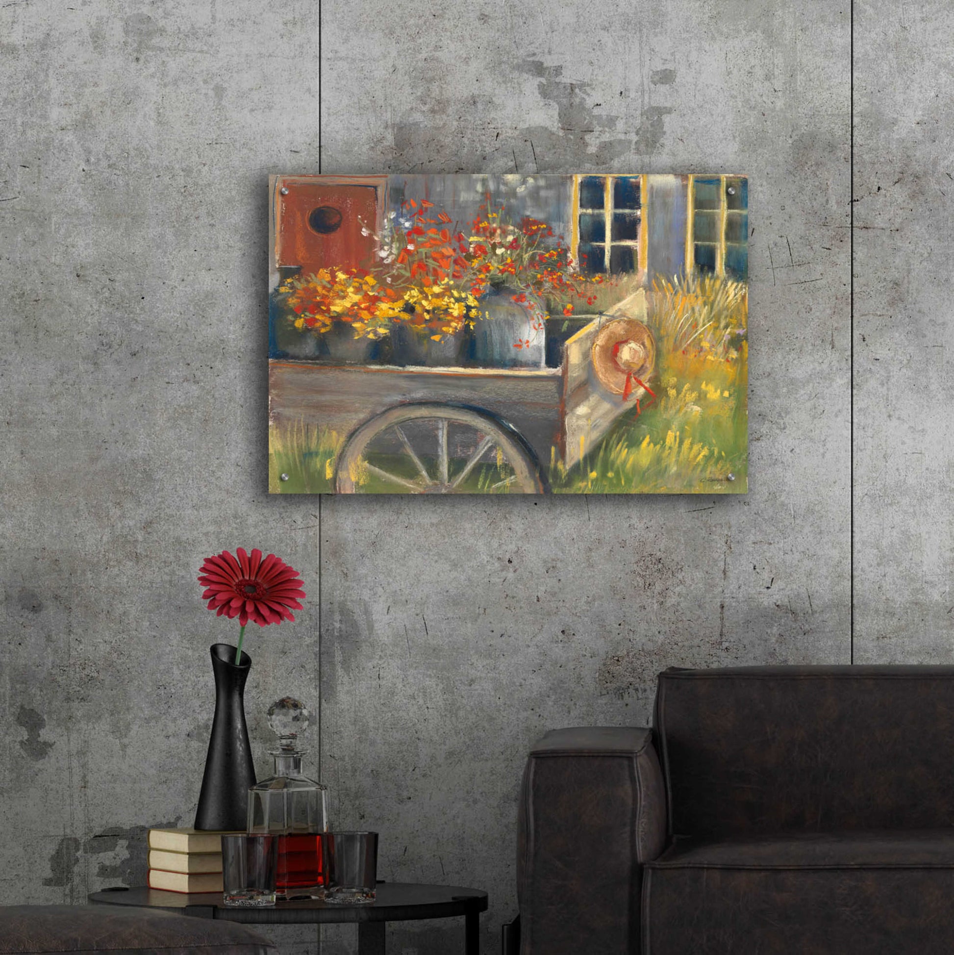 Epic Art 'Garden Wagon 2' by Carol Rowan, Acrylic Glass Wall Art,36x24