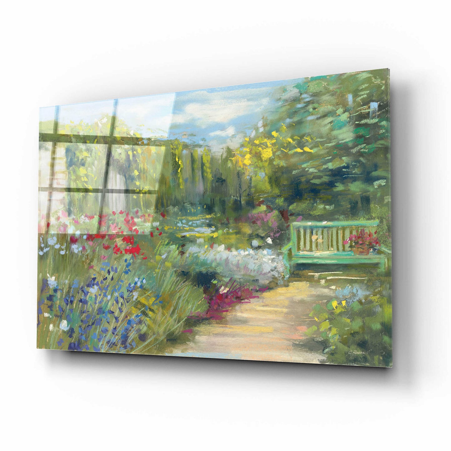 Epic Art 'Garden Bench' by Carol Rowan, Acrylic Glass Wall Art,16x12