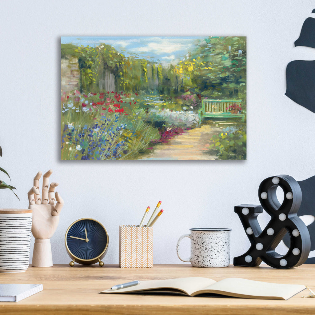 Garden Bench by Carol Rowan - 16x12 acrylic wall art in a room