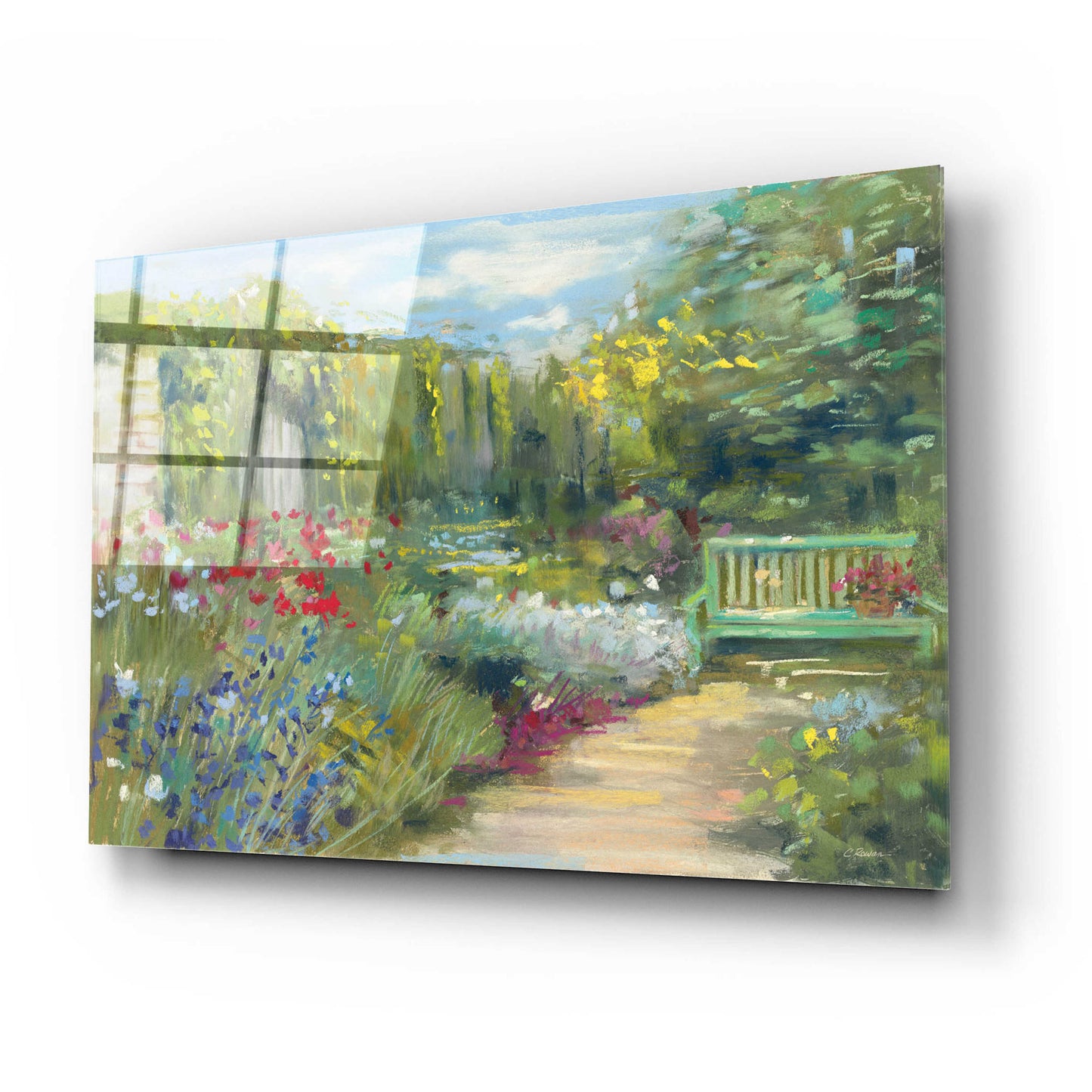 Epic Art 'Garden Bench' by Carol Rowan, Acrylic Glass Wall Art,24x16