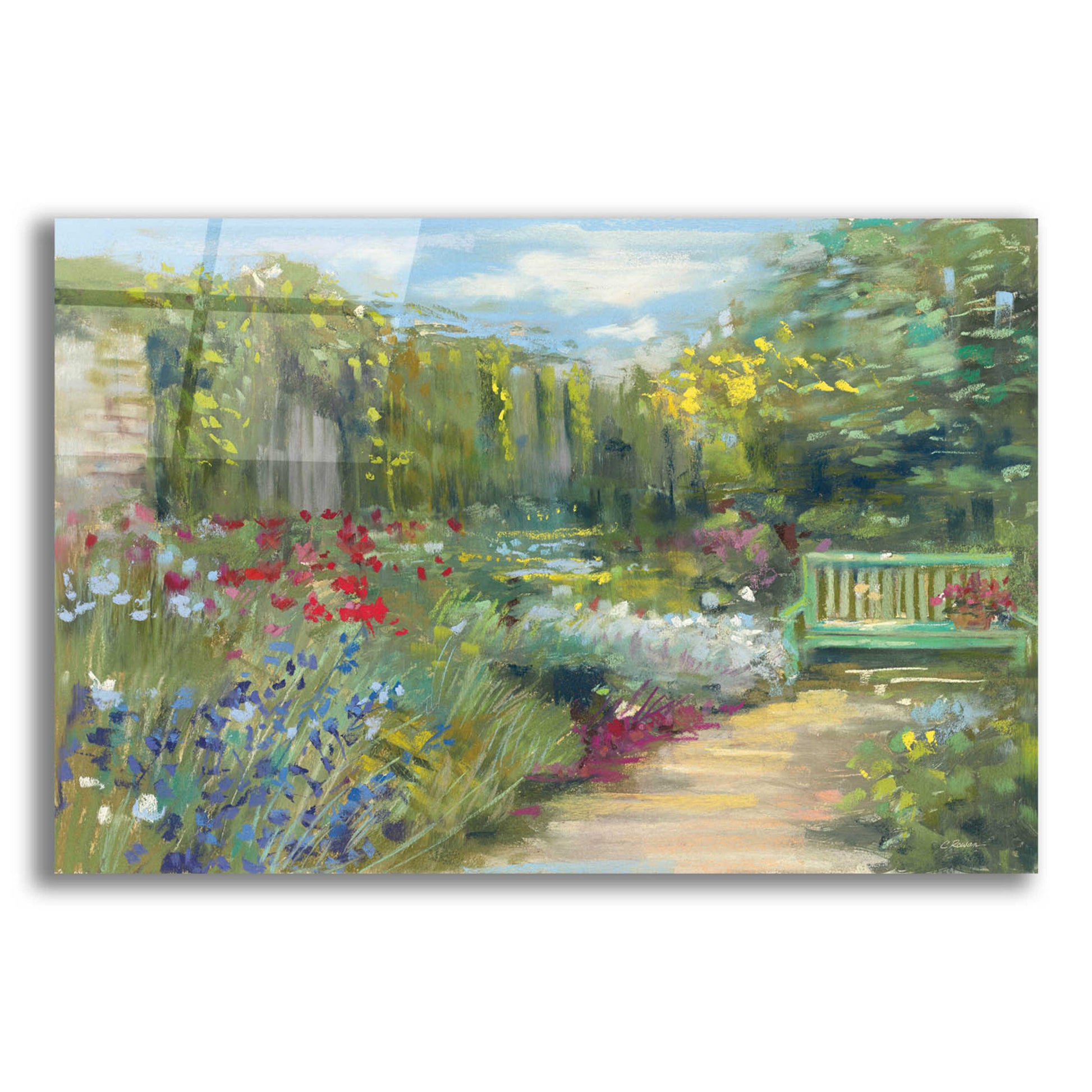 Epic Art 'Garden Bench' by Carol Rowan, Acrylic Glass Wall Art,24x16