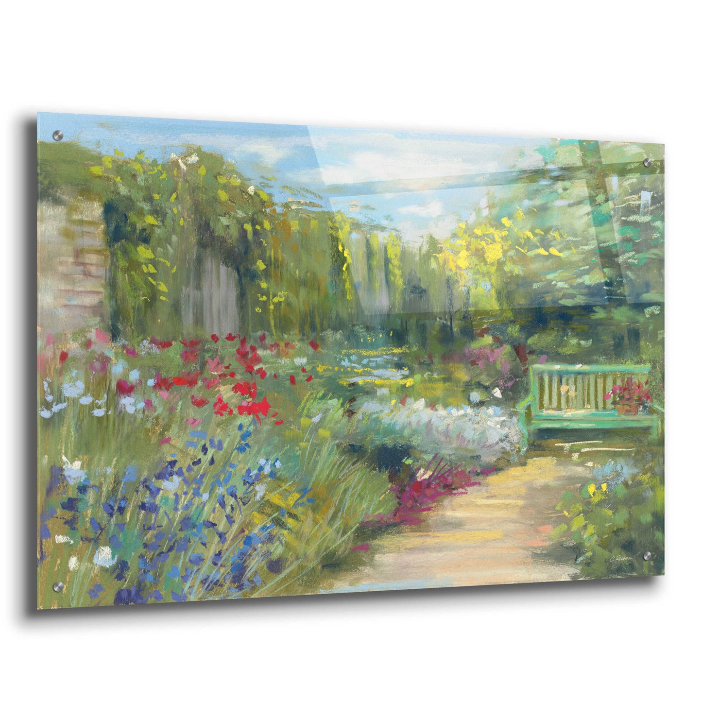 Epic Art 'Garden Bench' by Carol Rowan, Acrylic Glass Wall Art,36x24