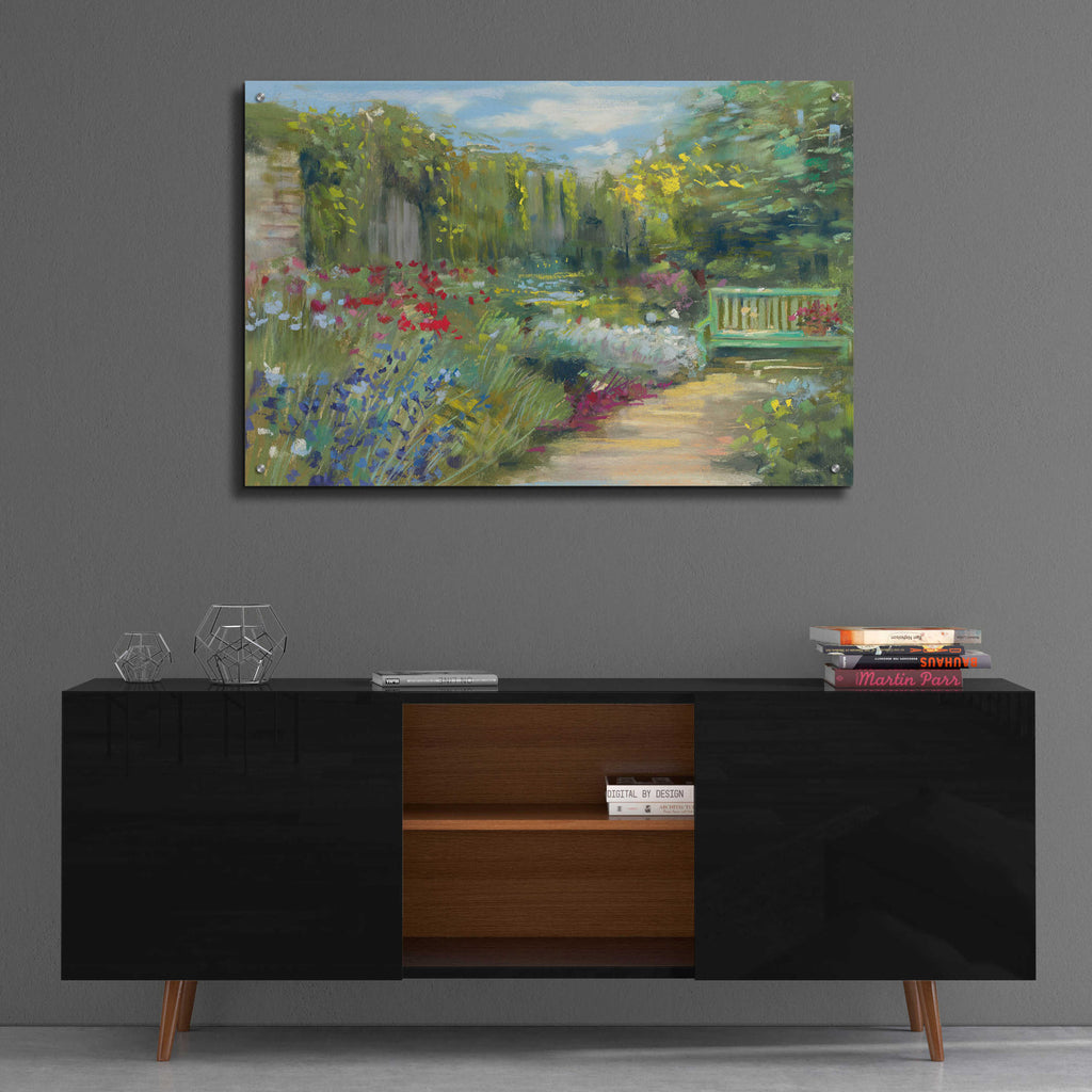Garden Bench by Carol Rowan - 36x24 acrylic wall art in a room