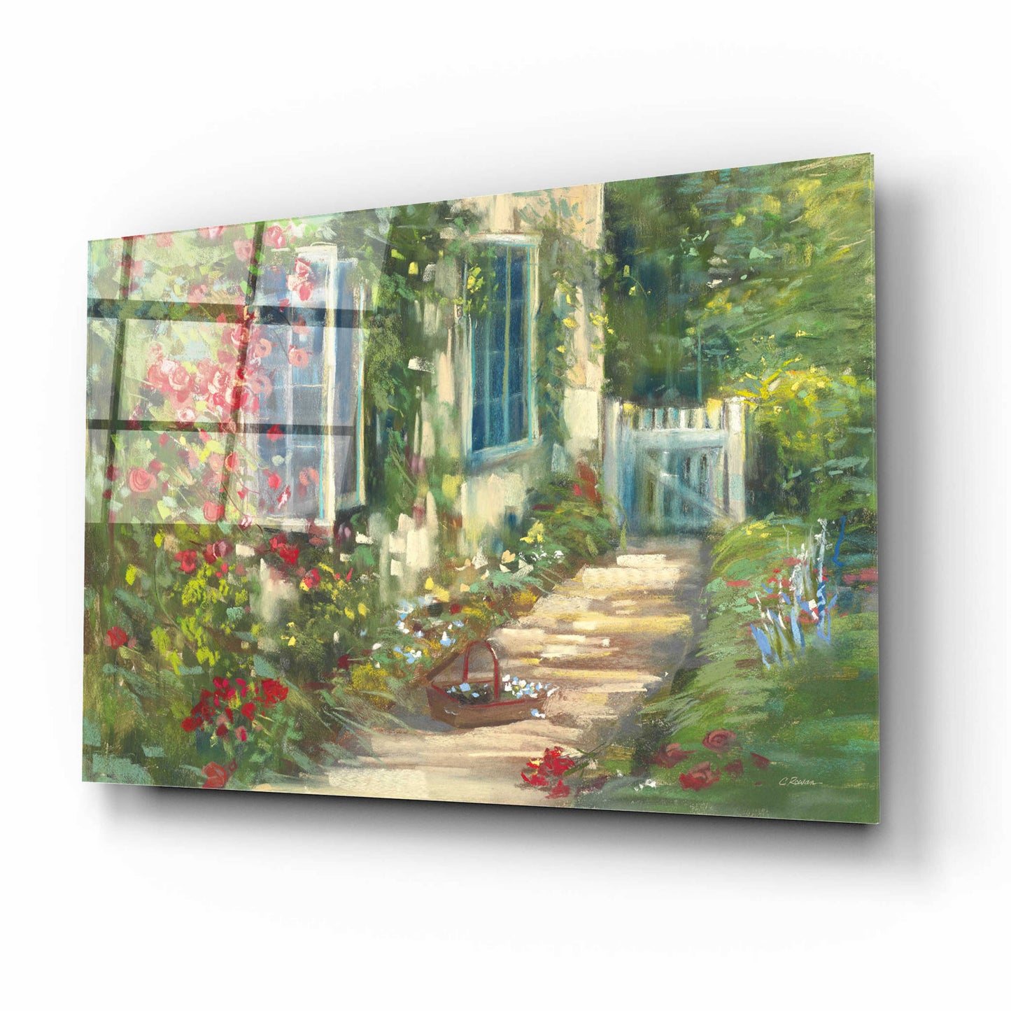 Epic Art 'Cottage Garden' by Carol Rowan, Acrylic Glass Wall Art,16x12