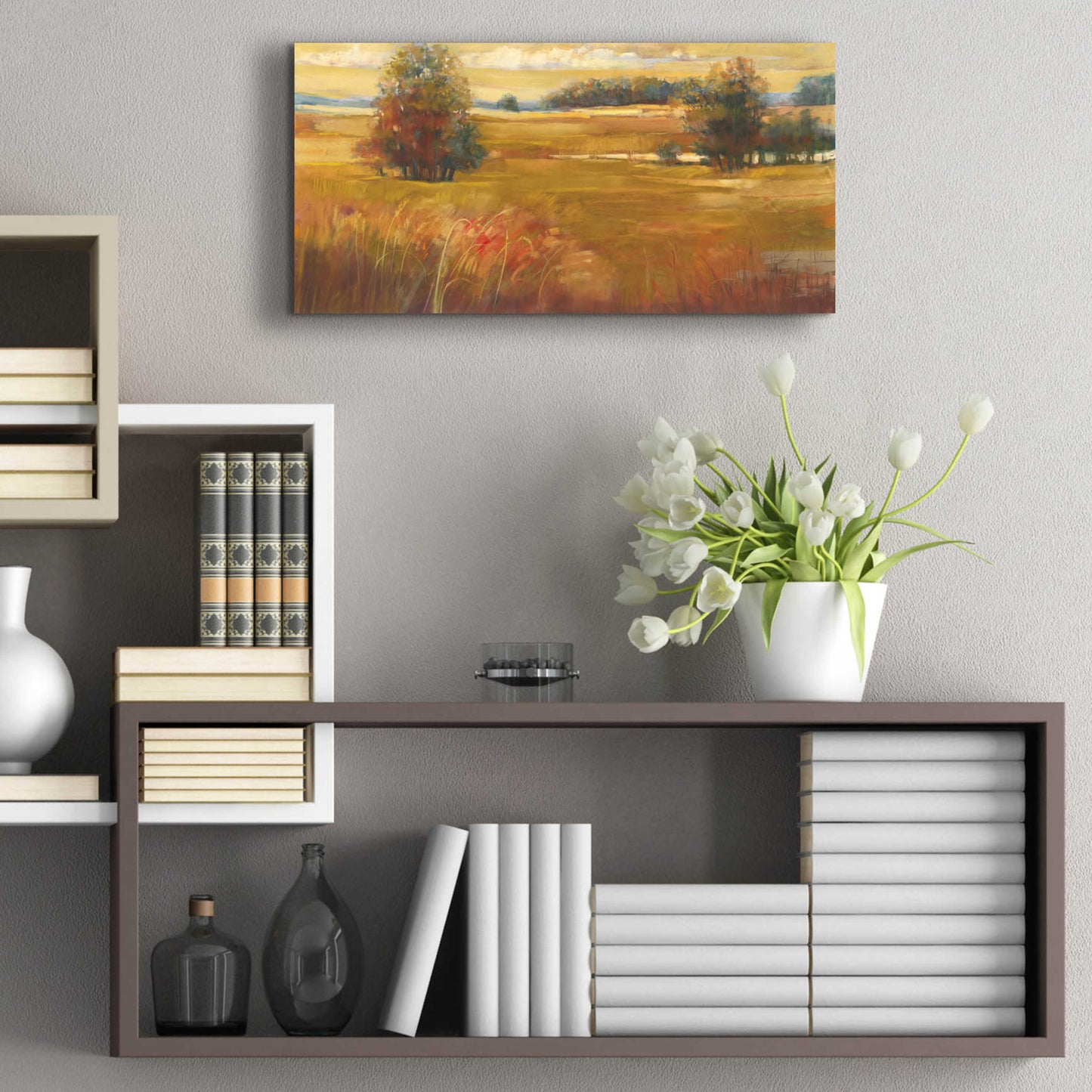 Epic Art 'October Light Golden Sky' by Carol Rowan, Acrylic Glass Wall Art,24x12