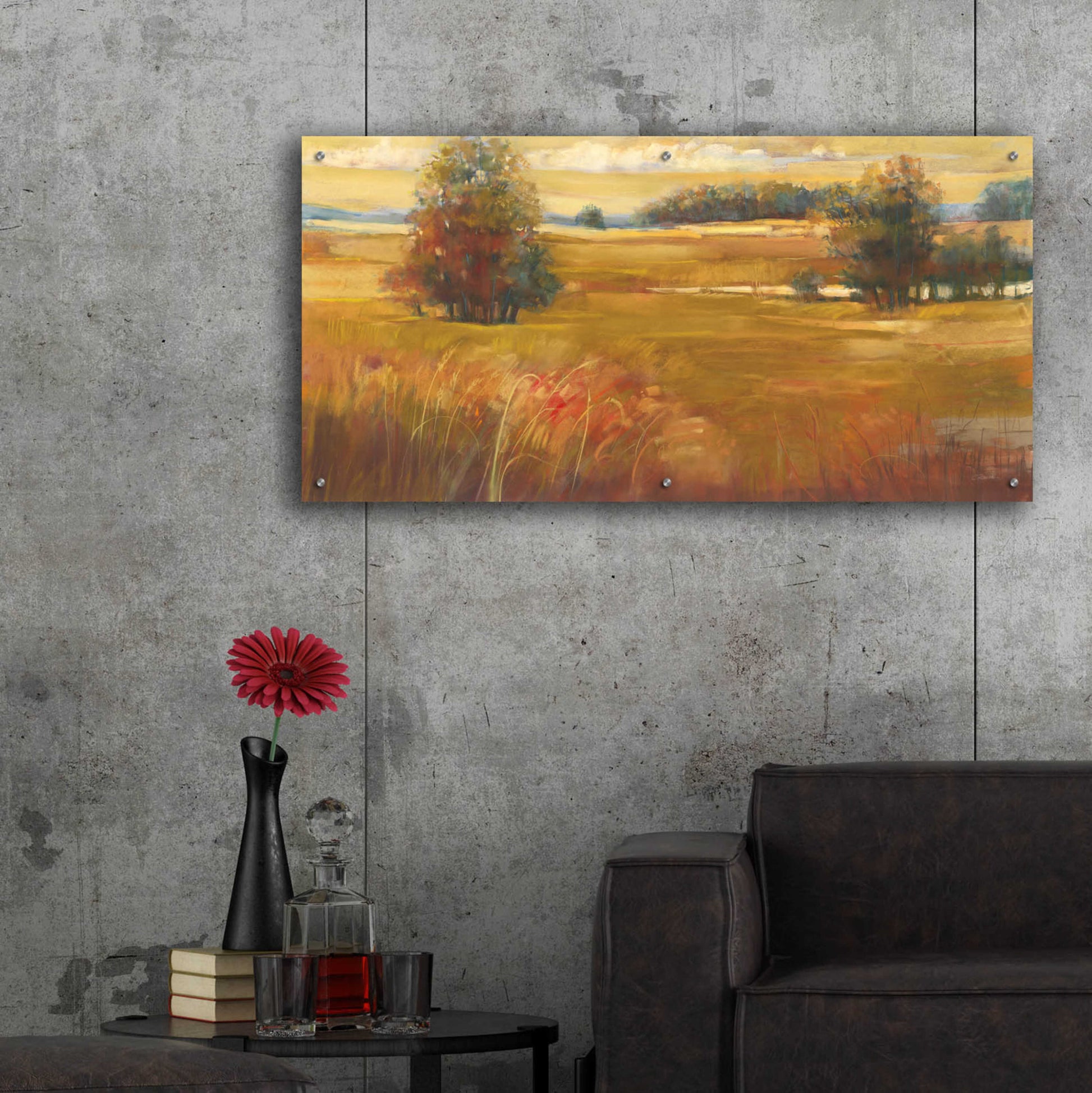 Epic Art 'October Light Golden Sky' by Carol Rowan, Acrylic Glass Wall Art,48x24