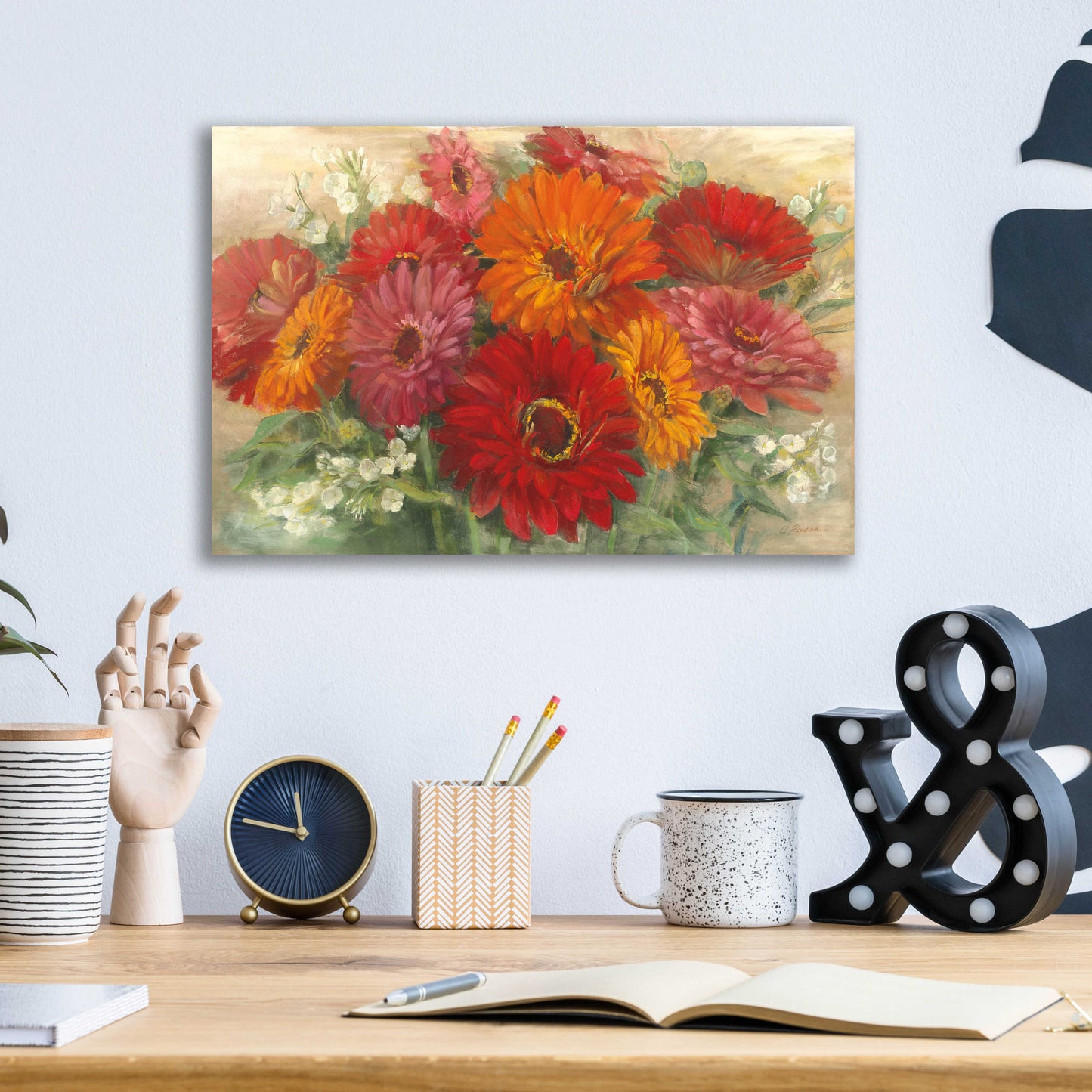 Epic Art 'Summer Gerbera Bouquet' by Carol Rowan, Acrylic Glass Wall Art,16x12