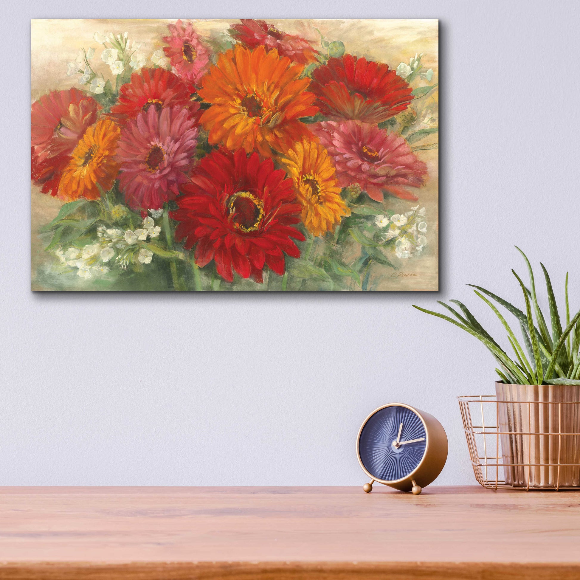 Epic Art 'Summer Gerbera Bouquet' by Carol Rowan, Acrylic Glass Wall Art,16x12