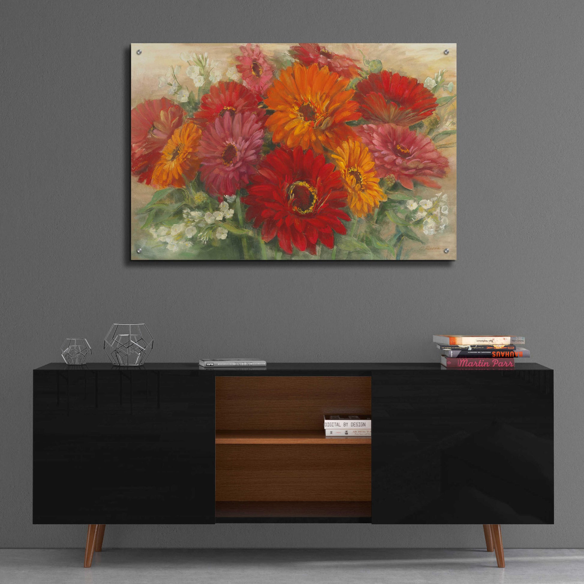 Epic Art 'Summer Gerbera Bouquet' by Carol Rowan, Acrylic Glass Wall Art,36x24