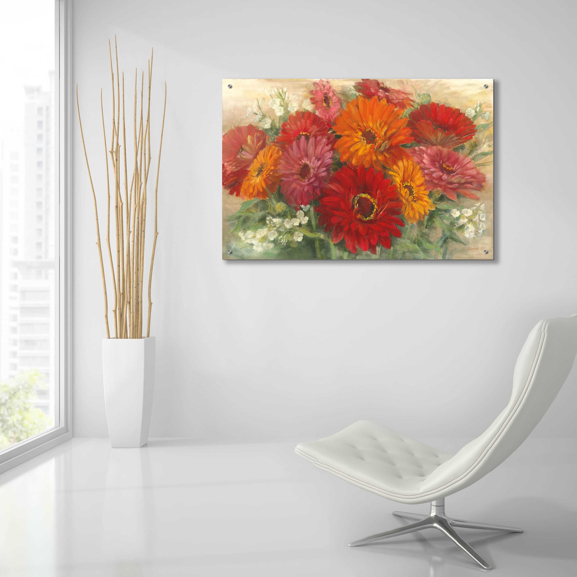 Epic Art 'Summer Gerbera Bouquet' by Carol Rowan, Acrylic Glass Wall Art,36x24