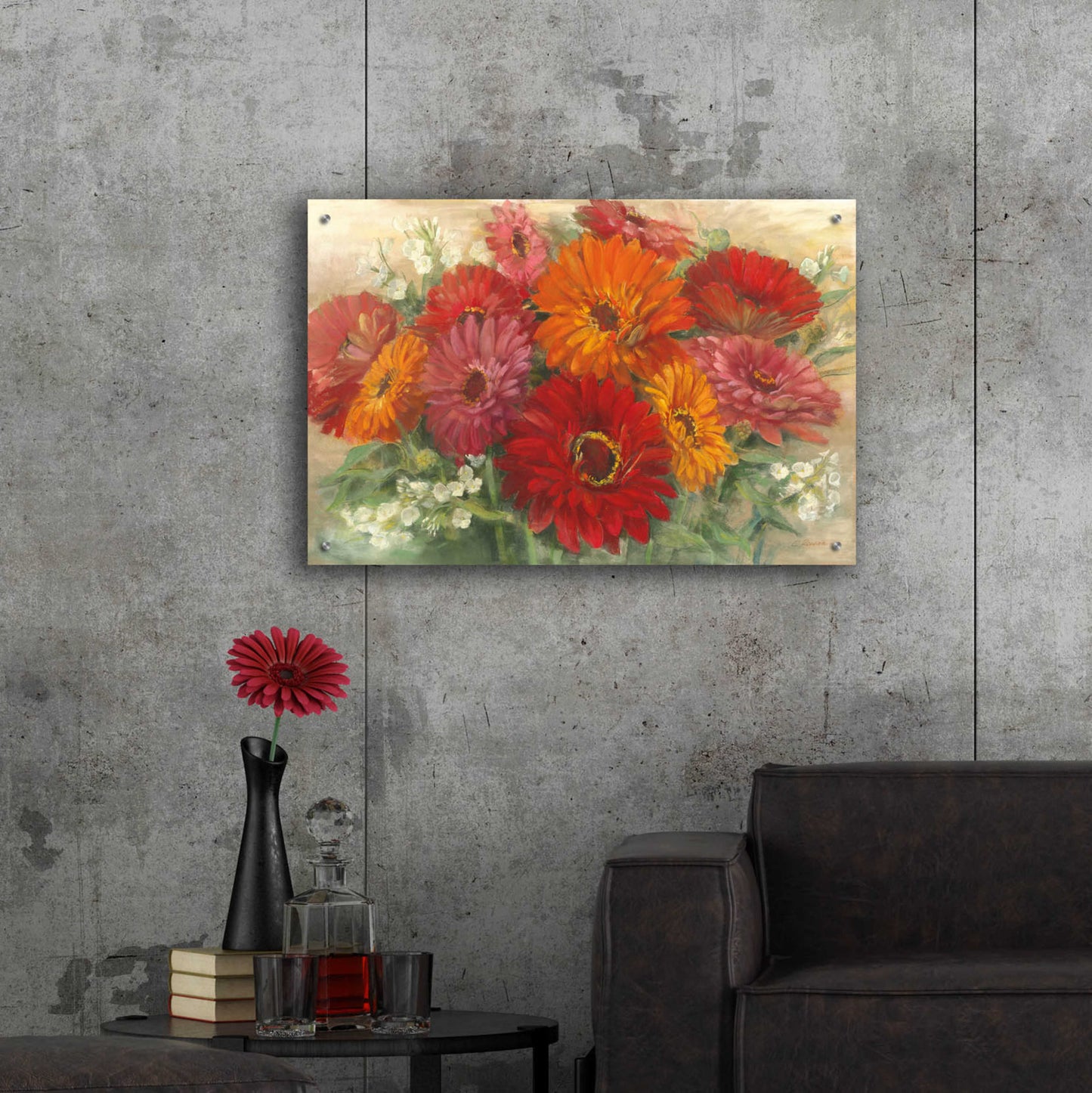 Epic Art 'Summer Gerbera Bouquet' by Carol Rowan, Acrylic Glass Wall Art,36x24