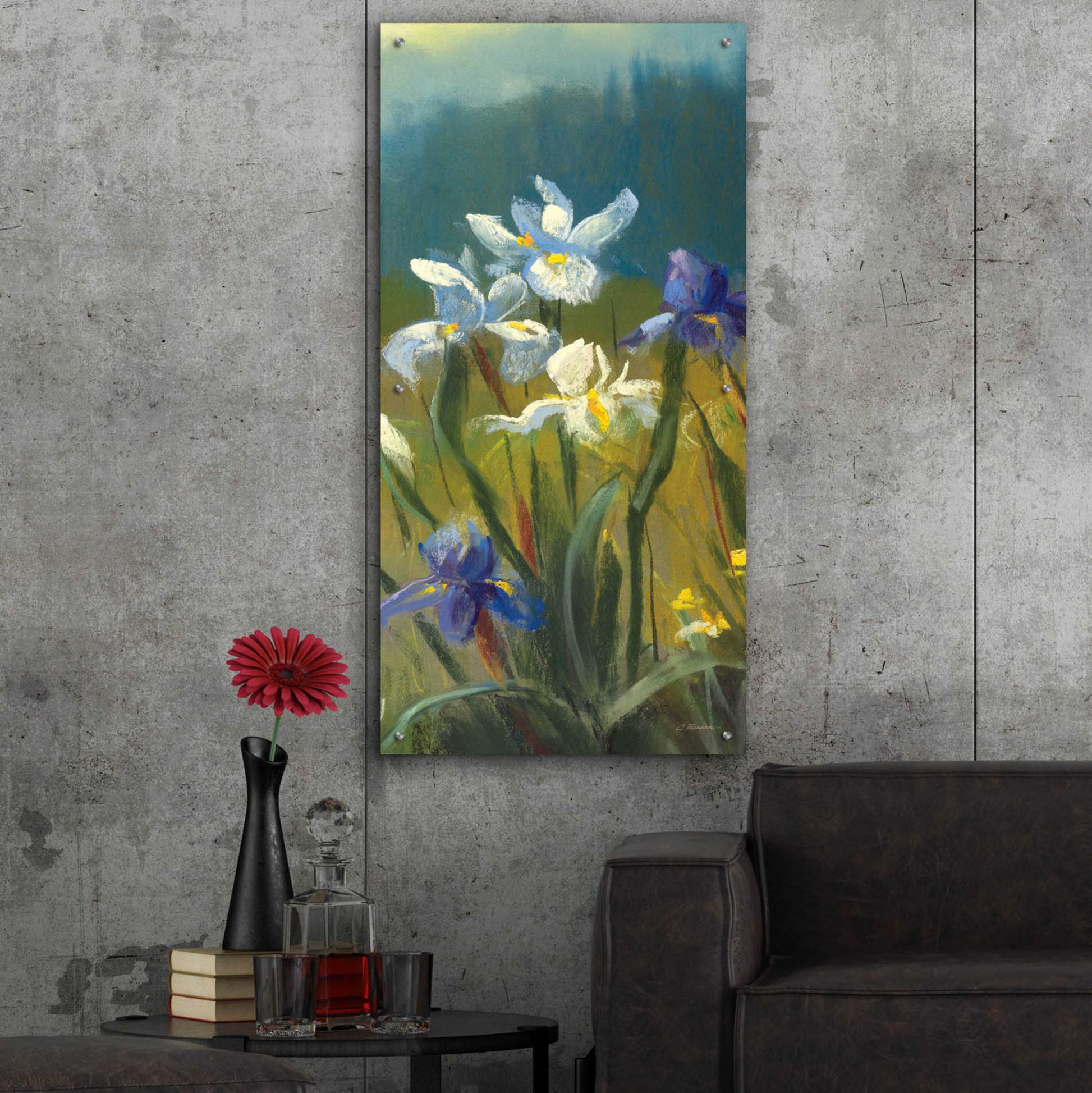 Epic Art 'Wild Iris III' by Carol Rowan, Acrylic Glass Wall Art,24x48