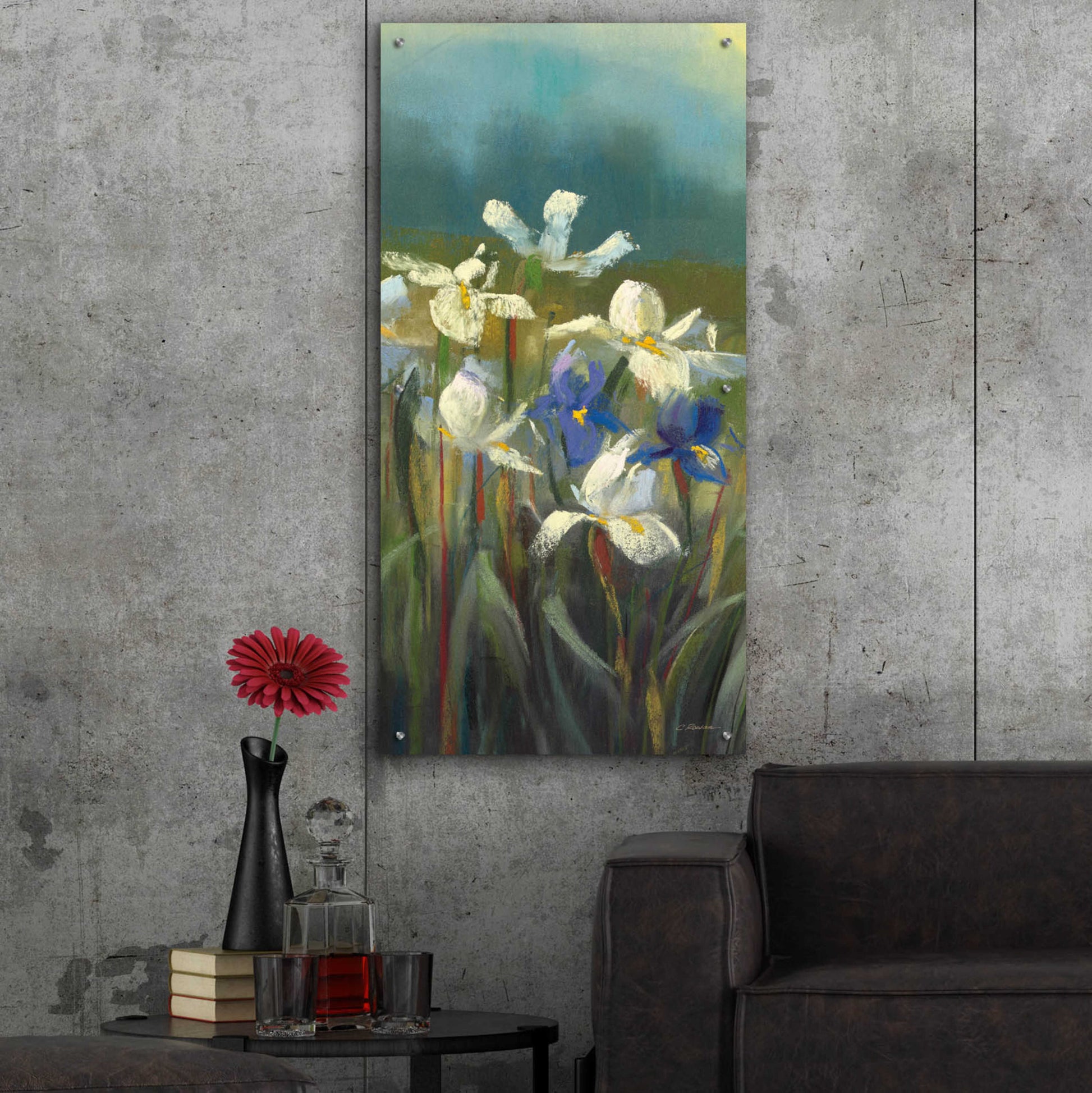 Epic Art 'Wild Iris II' by Carol Rowan, Acrylic Glass Wall Art,24x48